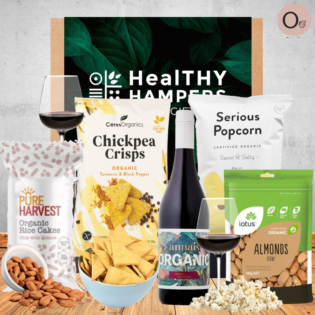 Organic Red Wine & Snacks Hamper