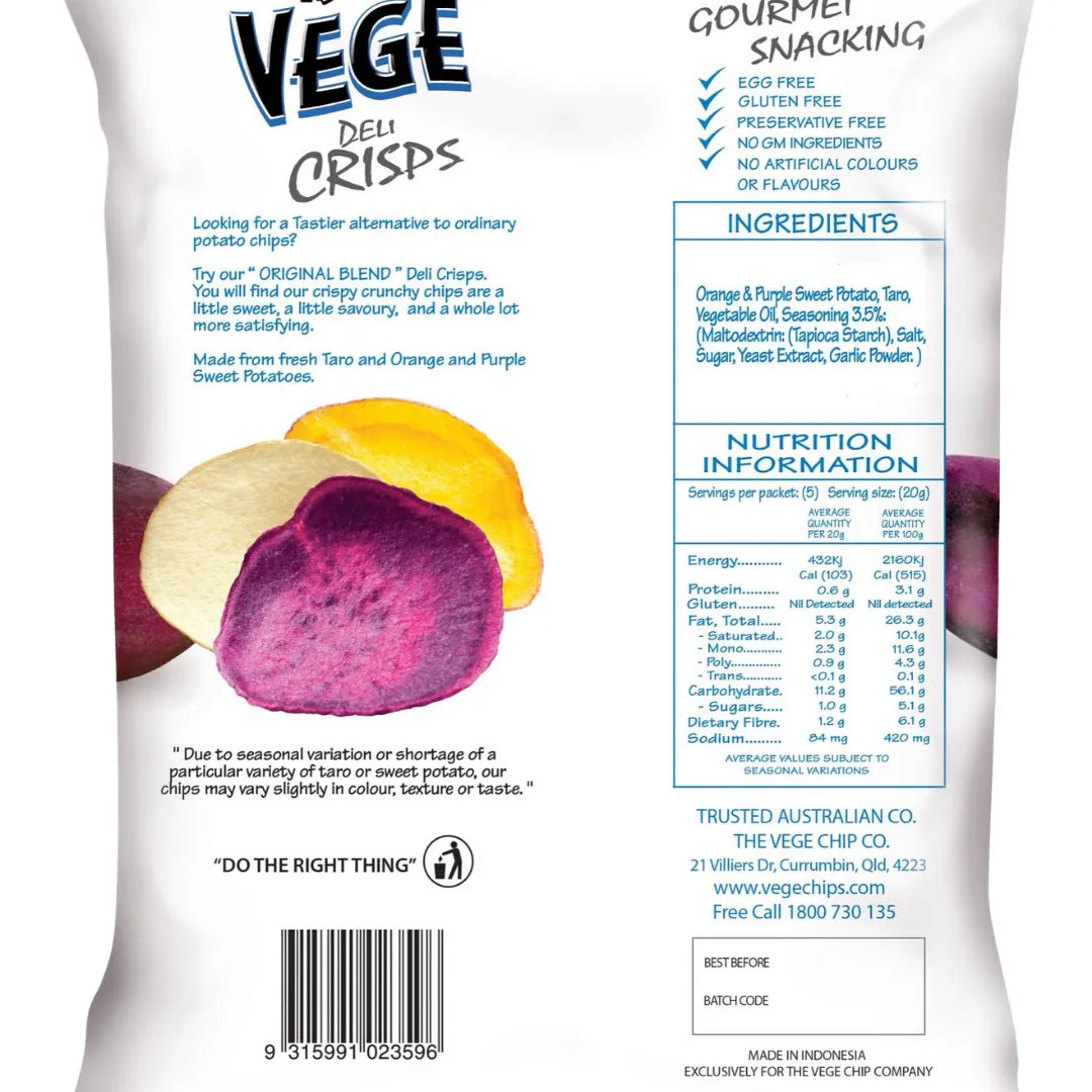 Ajitas Vege Crisps Original Blend 100g back
