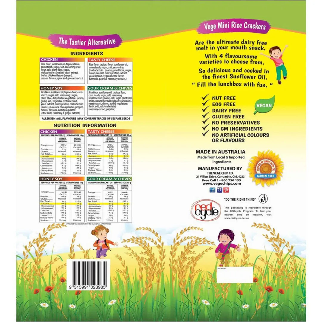 Ajitas Vege Mini Rice Crackers Variety back