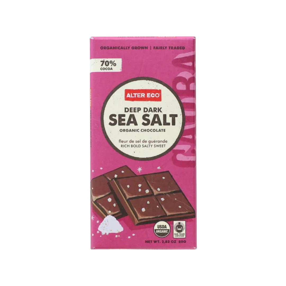 Alter Eco Organic Chocolate Deep Dark Sea Salt 80g