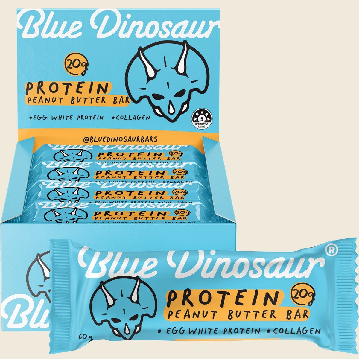 Blue Dinosaur Peanut Butter Protein Bar