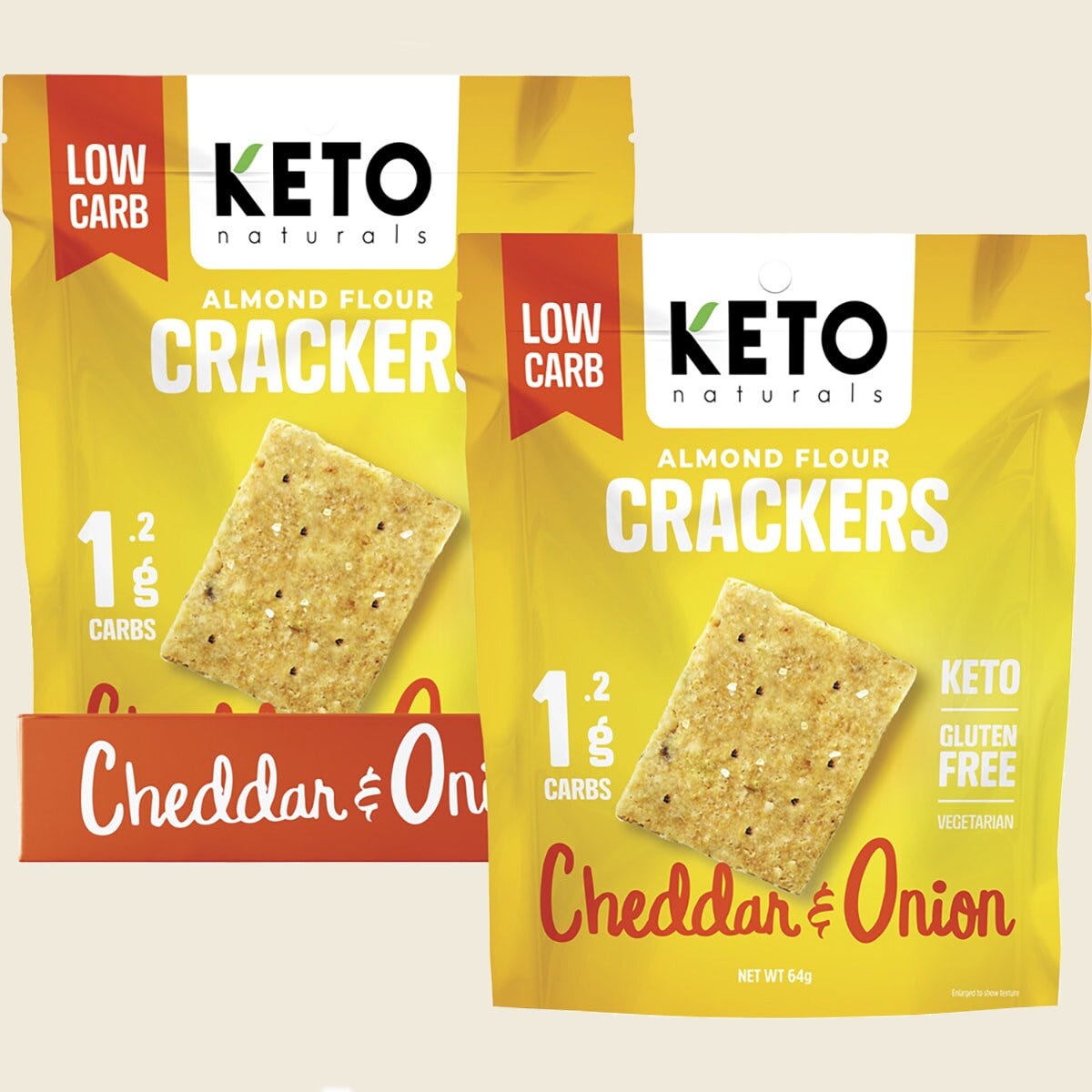 Keto Naturals Almond Flour Crackers Cheddar & Onion