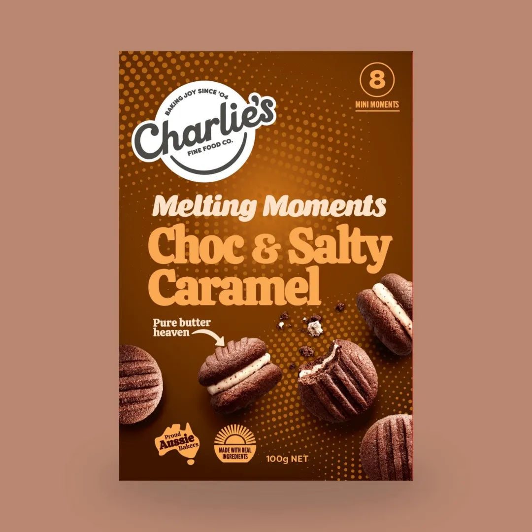CHARLIES FINE FOODS CHOCOLATE & SALTY CARAMEL MELTING MOMENTS