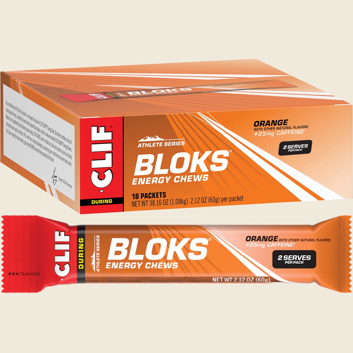 CLIF Bloks Energy Chews Orange 25mg Caffeine
