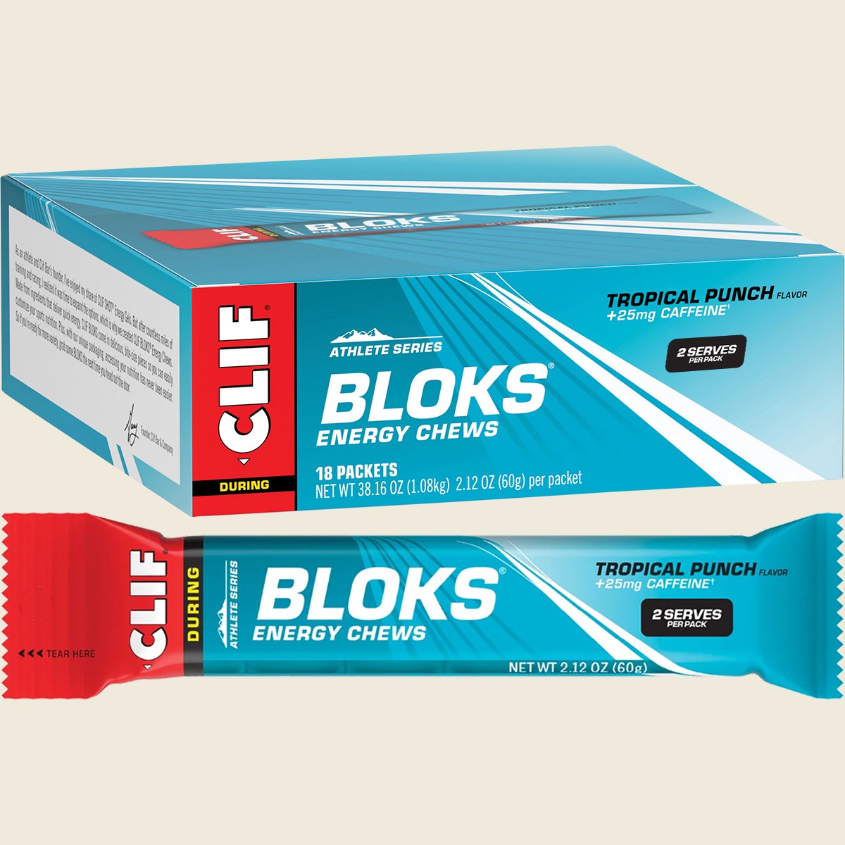 CLIF Bloks Energy Chews Tropical Punch 25mg Caffeine