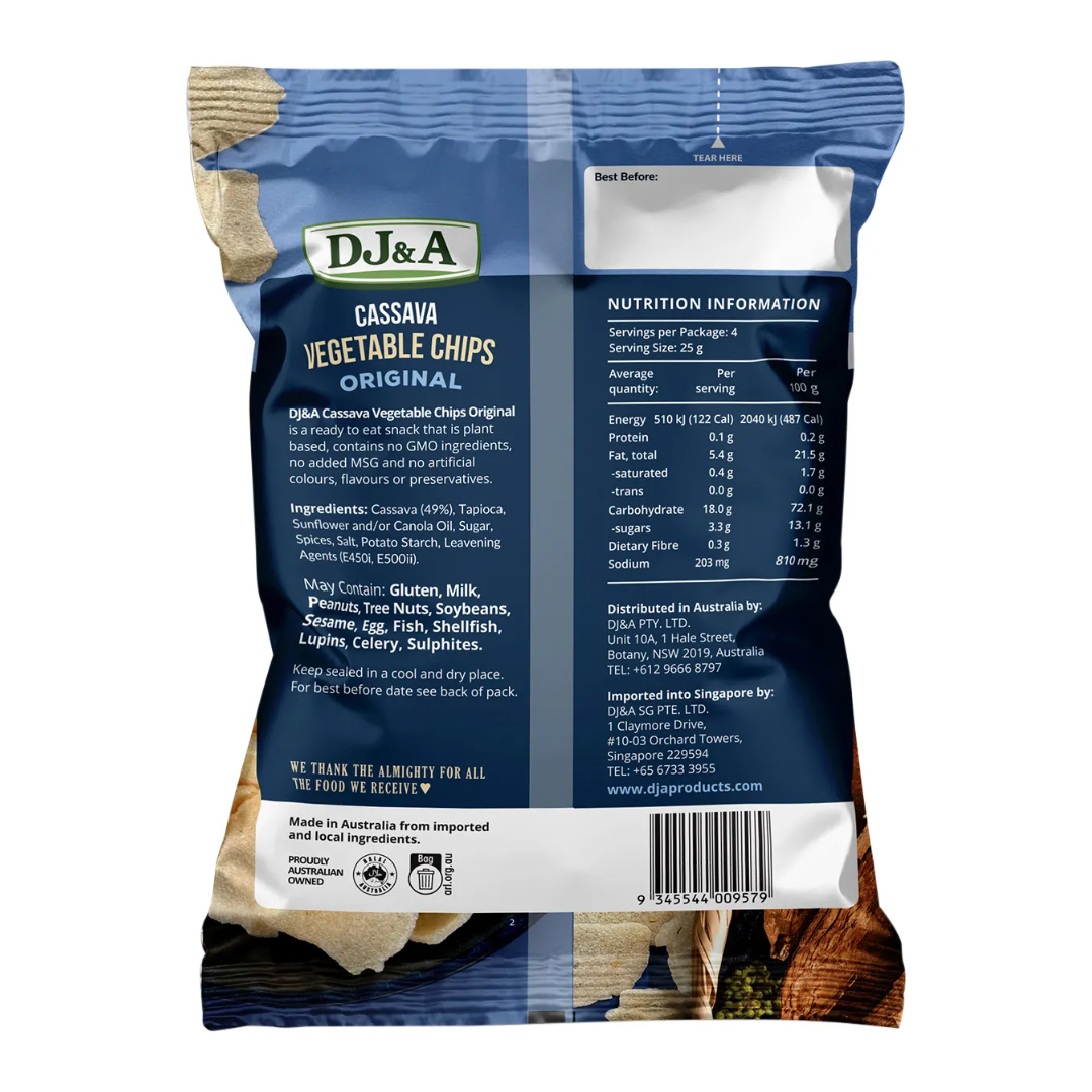DJ & A Cassava Vegetable Chips Original 100g