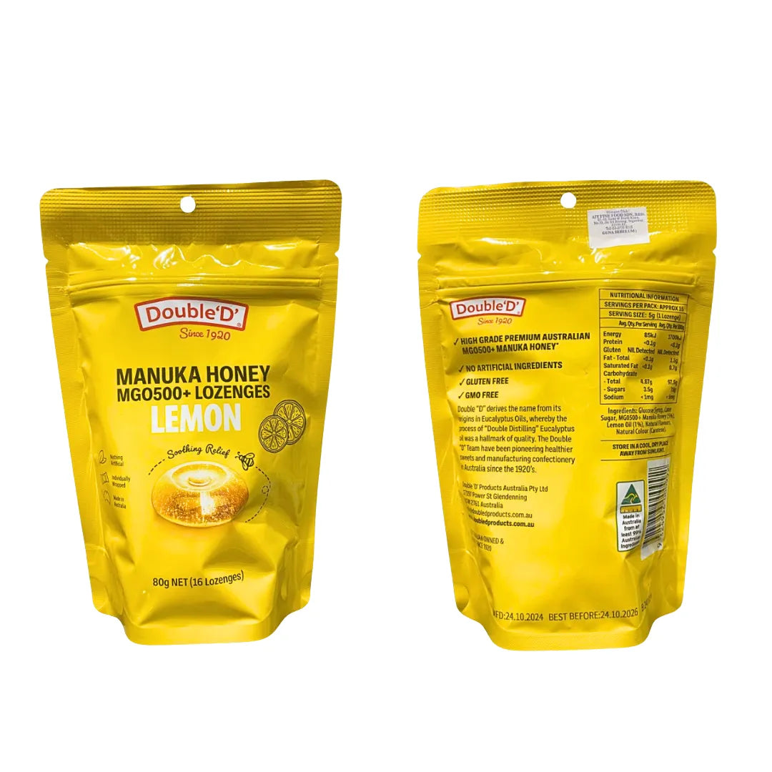 Double D Manuka Honey MGO500+ 16 Lozenges Lemon