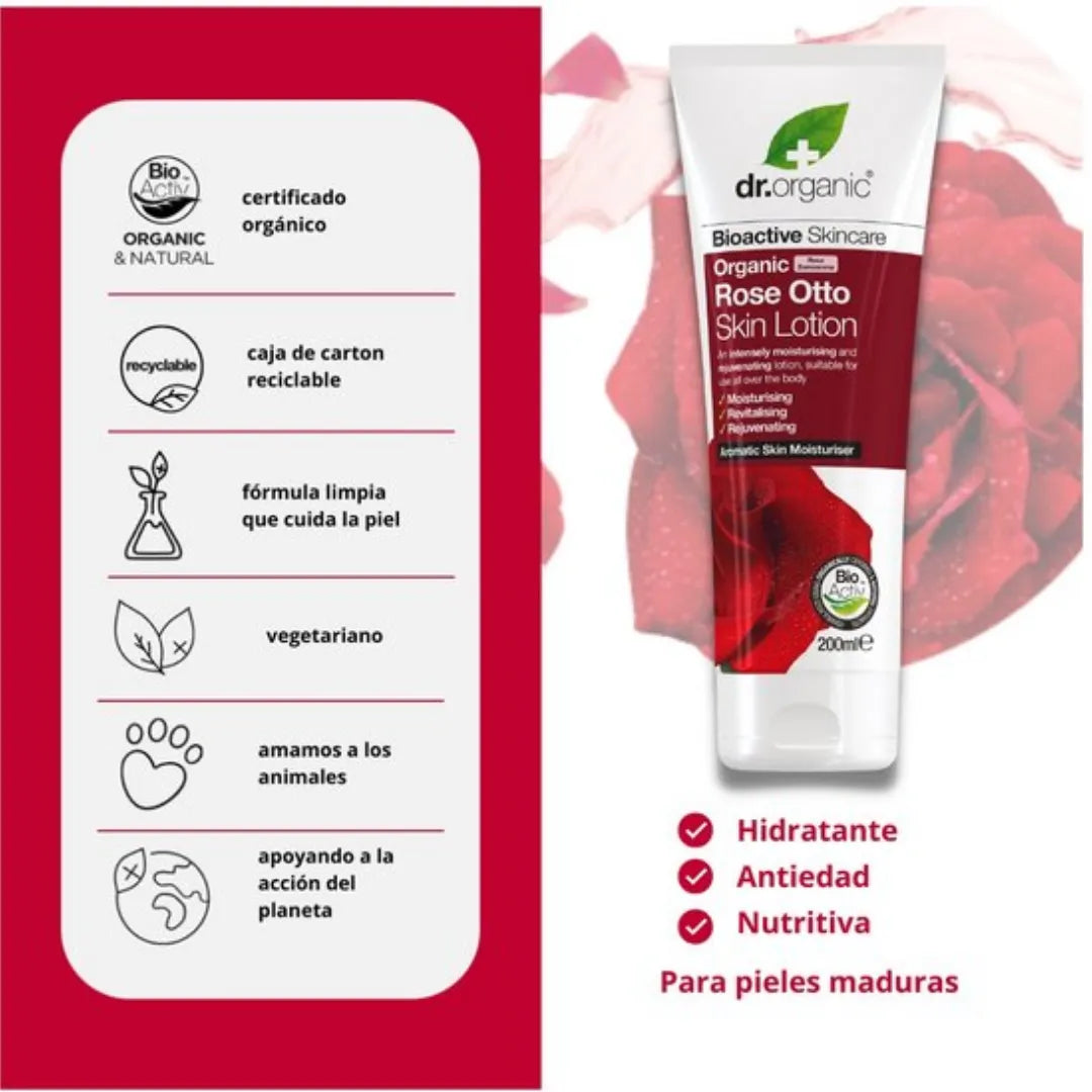 Dr Organic Skin Lotion Rose Otto 200ml