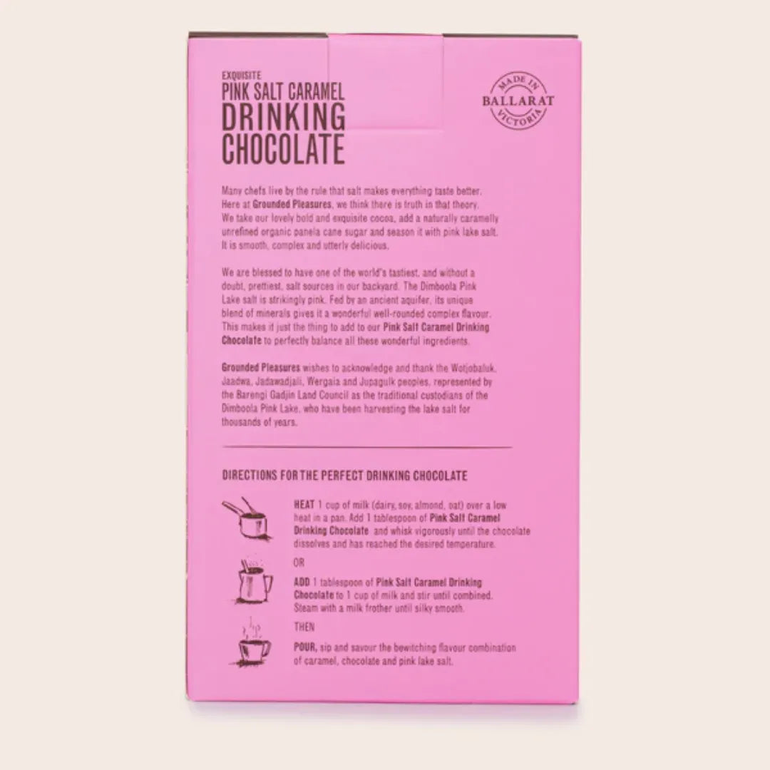 Grounded Pleasures | Pink Salt Caramel Hot Chocolate back