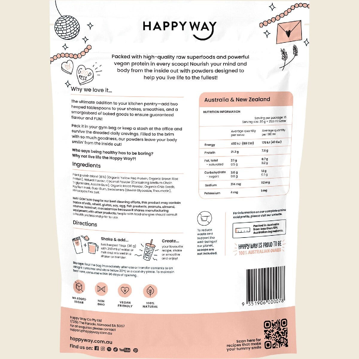 Happy Way Pea Protein Powder Vanilla