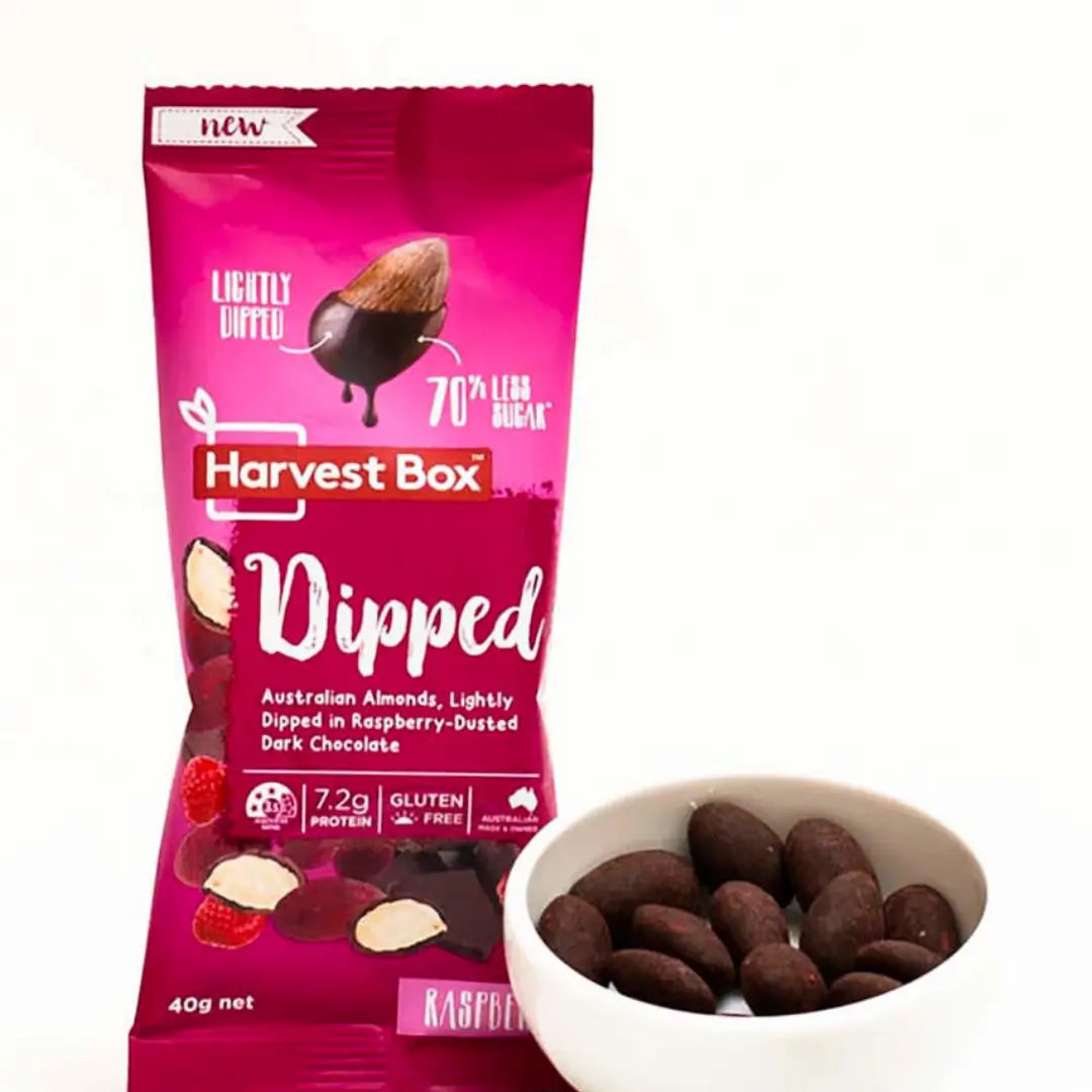 Harvest Box Dipped Almonds Raspberry & Dark Chocolate