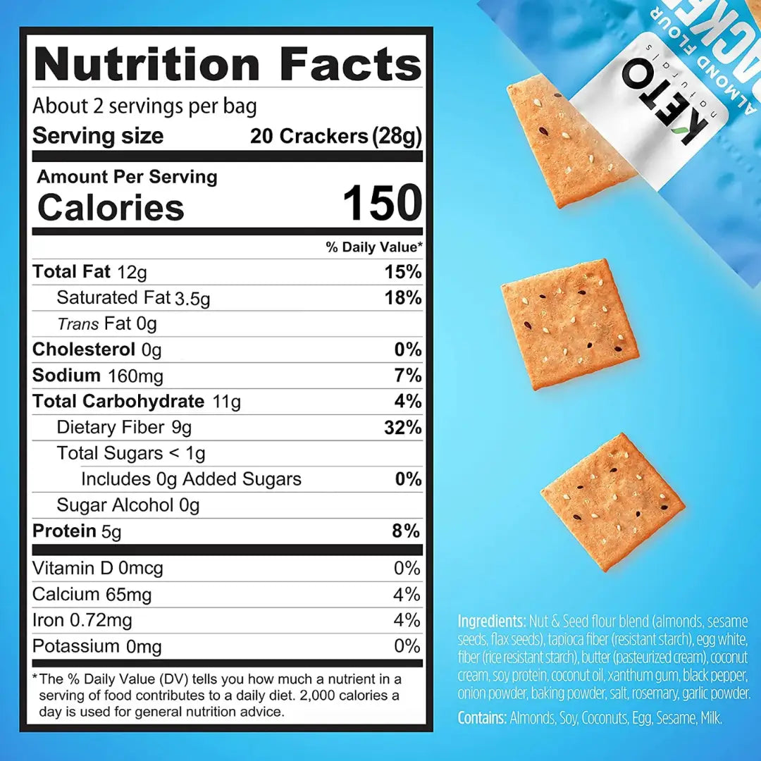 Keto Naturals Almond Flour Crackers with Sea Salt infor
