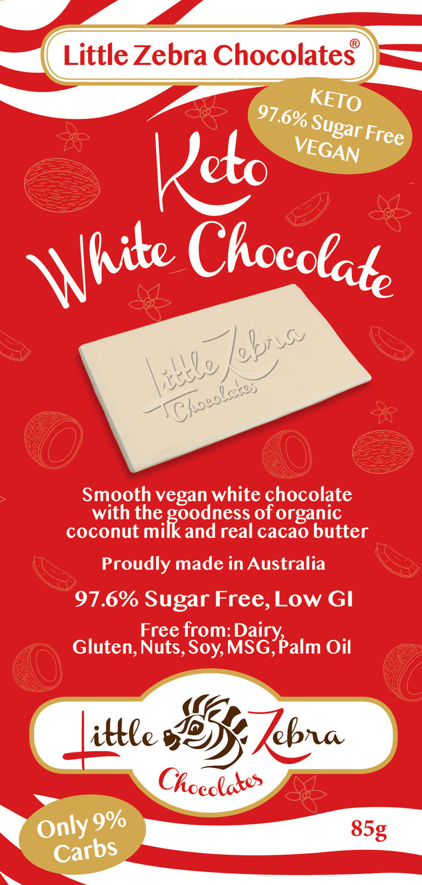 Little Zebra Chocolates White Keto Chocolate 85g