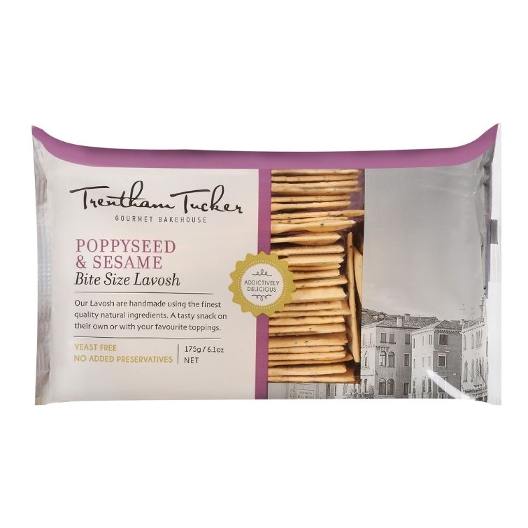 Trentham Tucker Lavosh Bite Size Poppy and Sesame Seed 175g