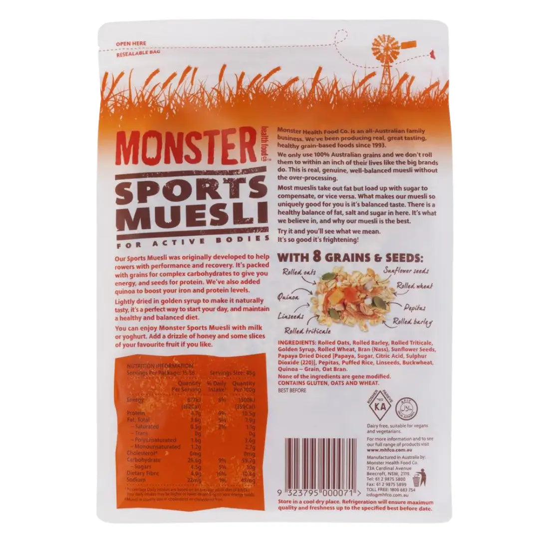 Monster Sports Muesli 700g infor