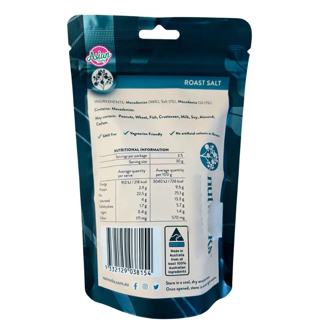 Nutworks Roast Salt Macadamias 75g back