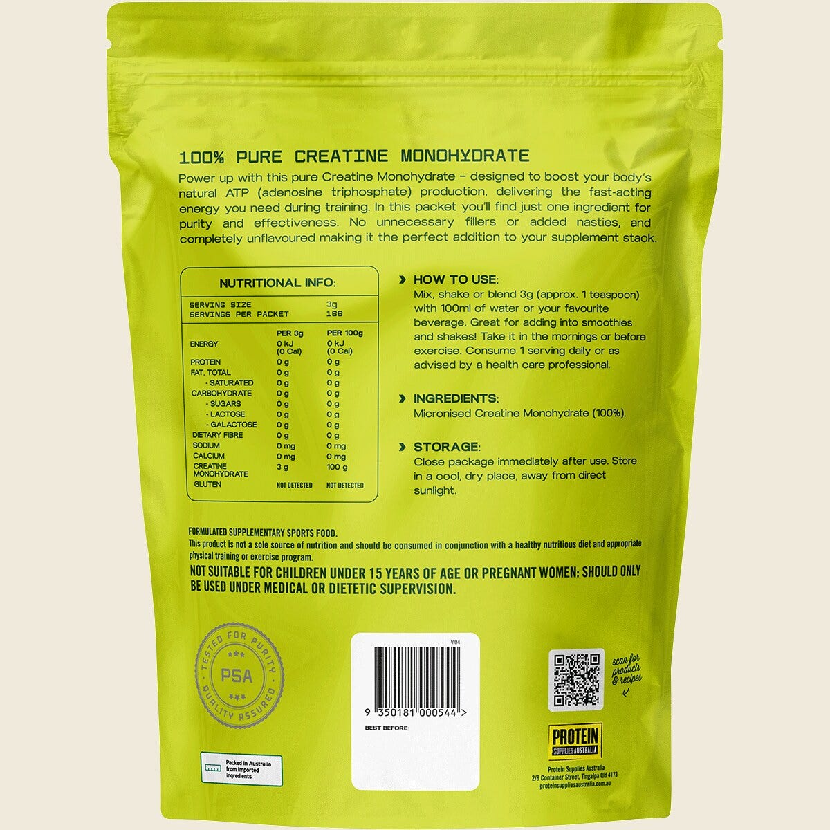 Protein Supplies Australia Creatine Monohydrate Unflavoured