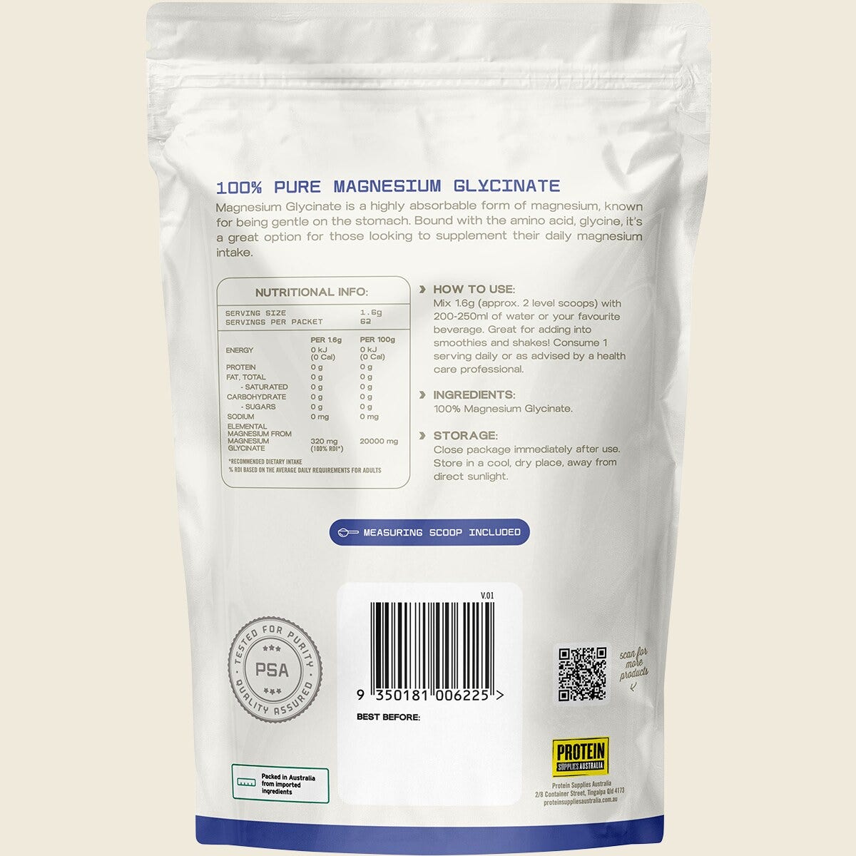 Protein Supplies Australia Magnesium Glycinate 100g