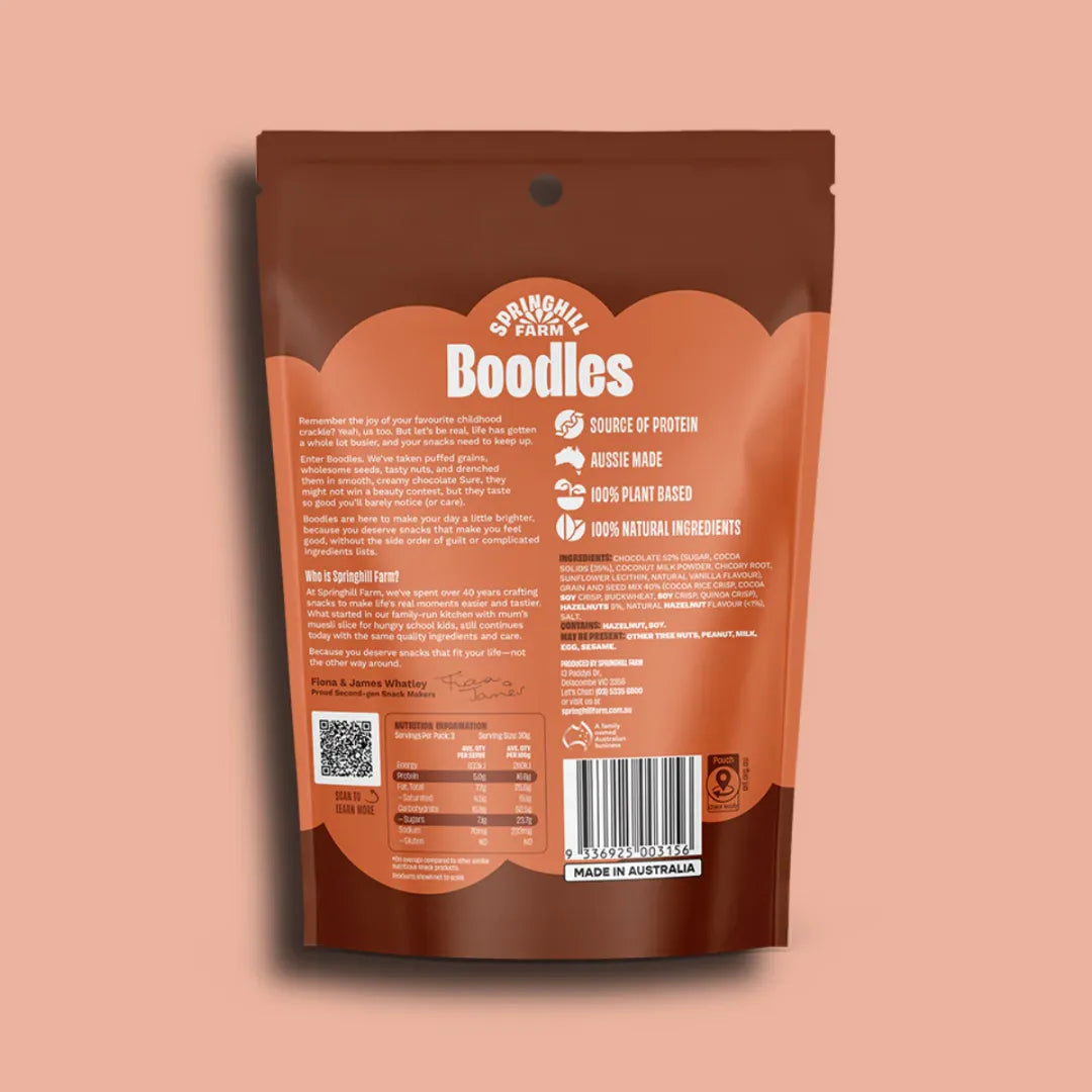 Springhill Farm Chocolate and Hazelnut boodles 90g back
