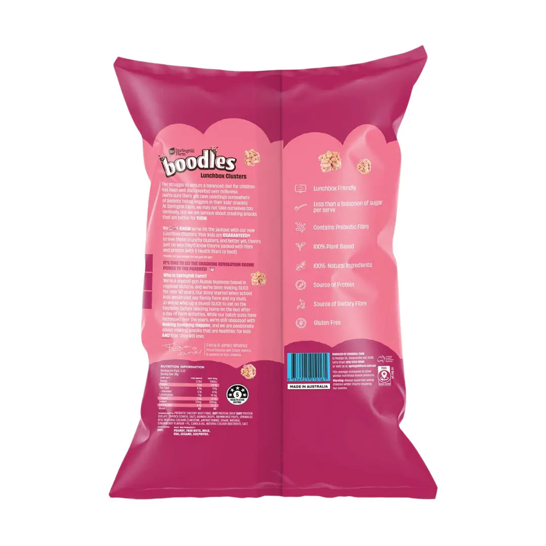 Springhill Farm boodles Lunchbox Clusters - Strawberry 65g back