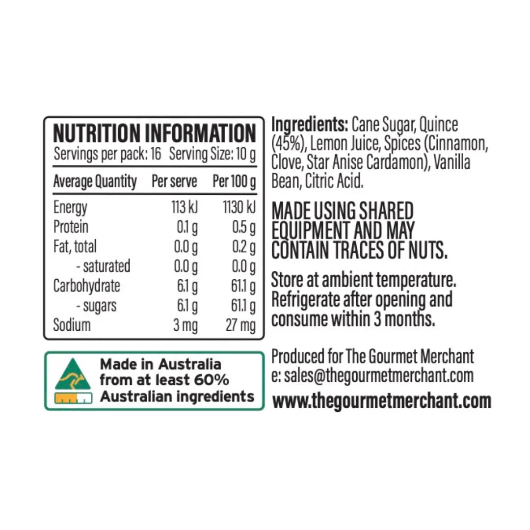 The Gourmet Merchant Spiced Quince Fruit Paste infor
