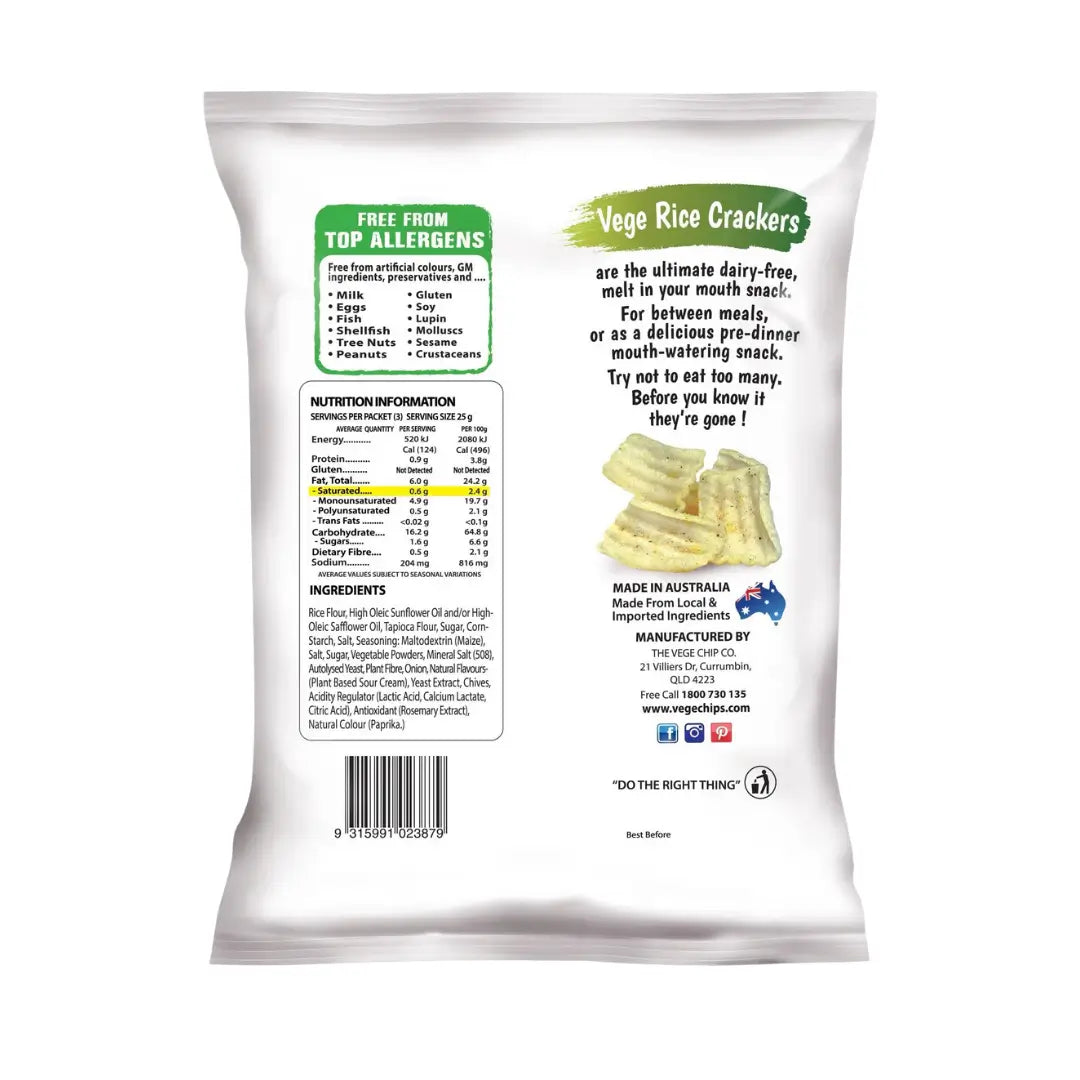 Vege Rice Crackers Sour Cream & Chives