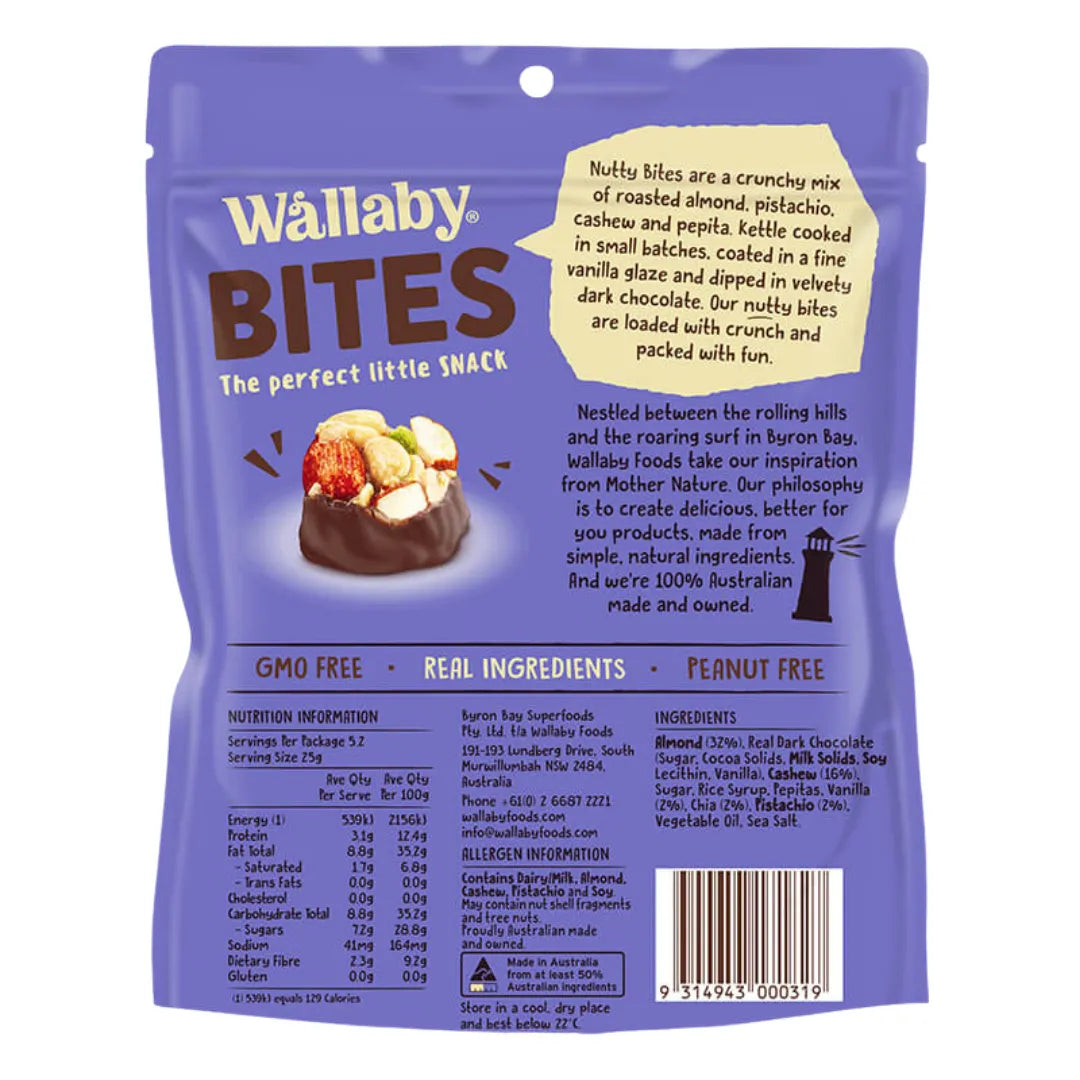 Wallaby Nutty Bites with Chia Vanilla G/F 130g back