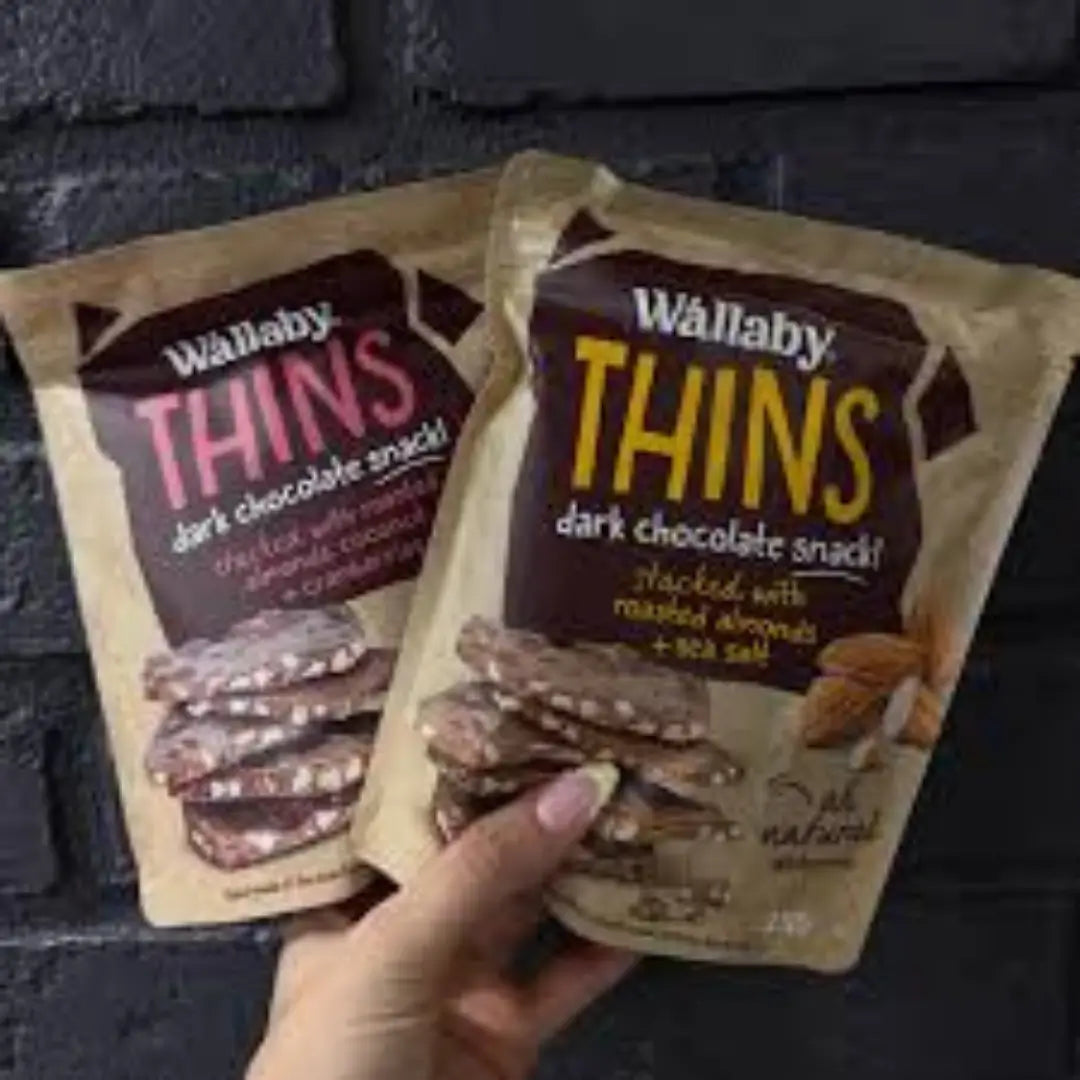 Wallaby Thins Dark Chocolate Snack with Roasted Almonds
