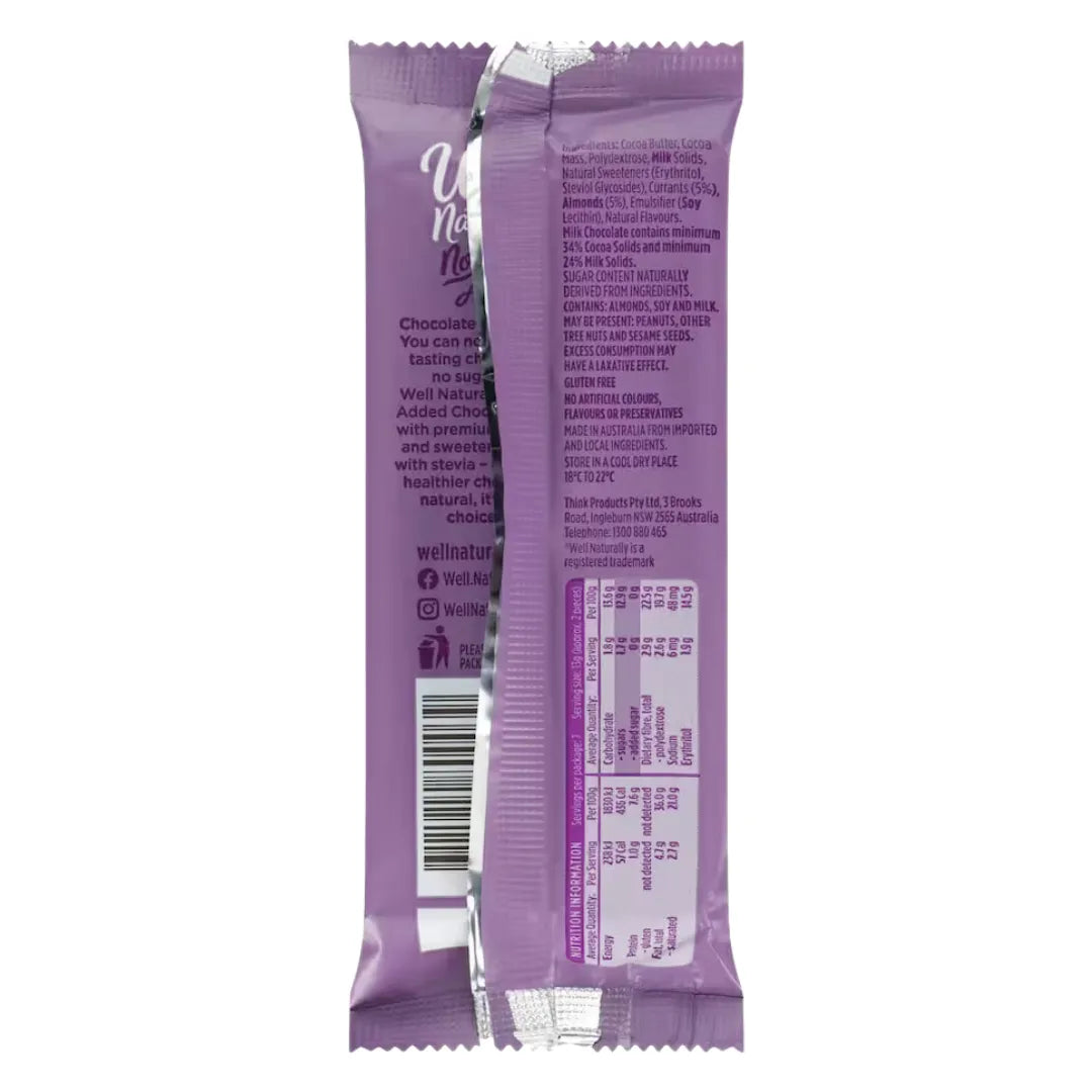 Well Naturally S/F Fruit & Nut Milk Chocolate Block