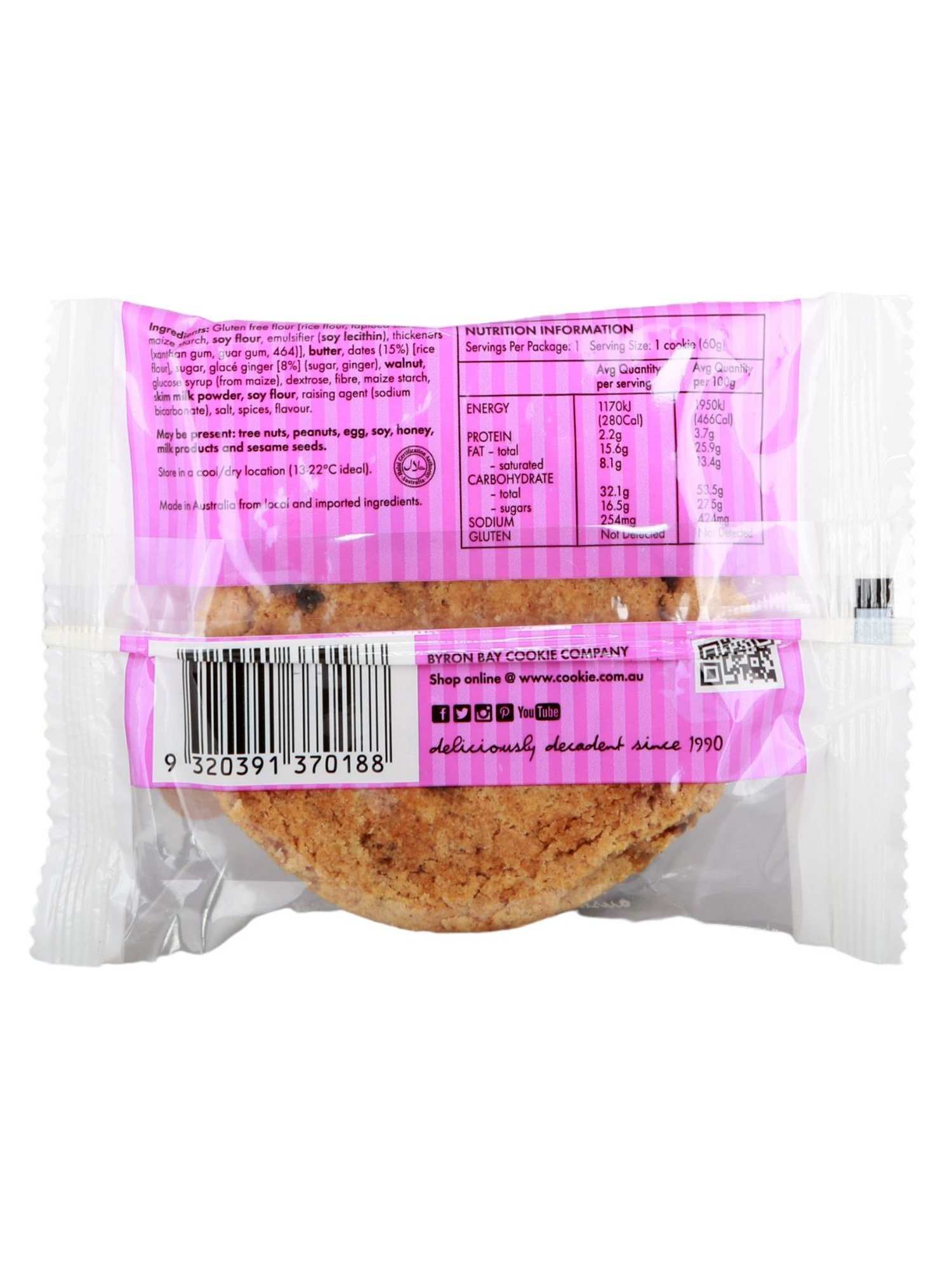 Byron Bay Cookies GF Sticky Date & Ginger Cookie 60g - Healthy Essentials Australia - health food store - health food stores - health food store near me - organic food store - health food store near me