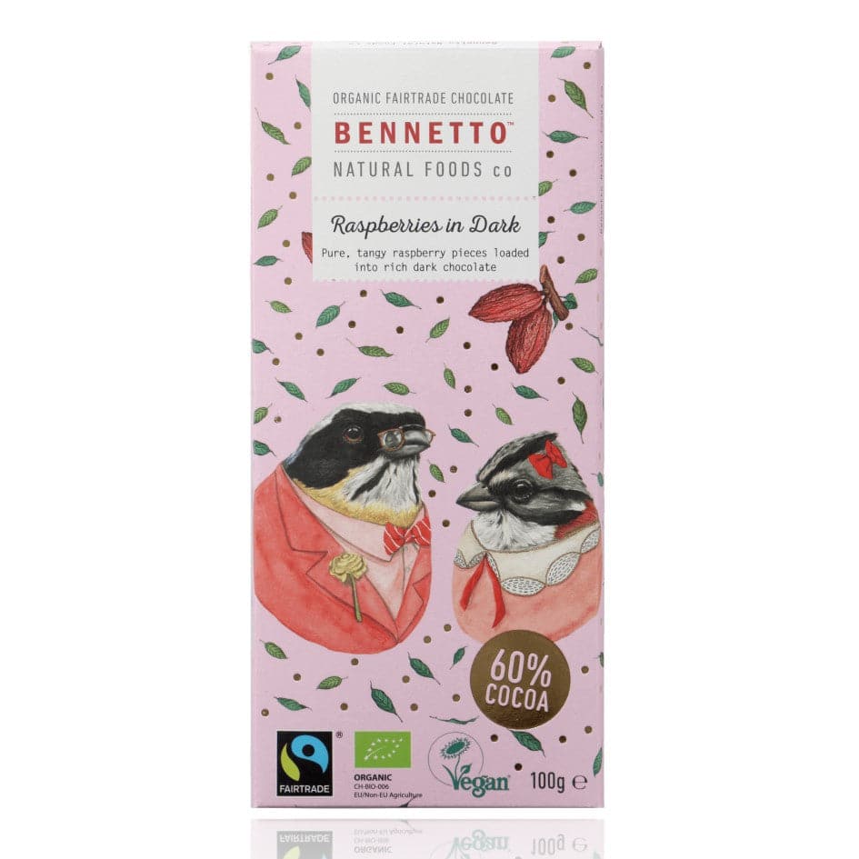 Bennetto Raspberries in Dark Chocolate 100g