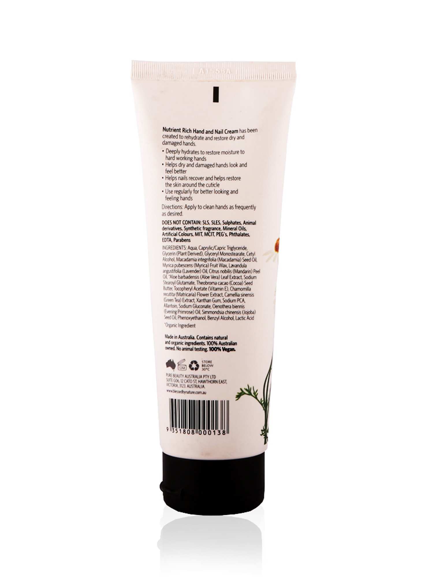 Blessed By Nature Nutrient Rich Hand & Nail Cream 125ml - Healthy Essentials Australia - health food store - health food stores - health food store near me - organic food store - health food store near me