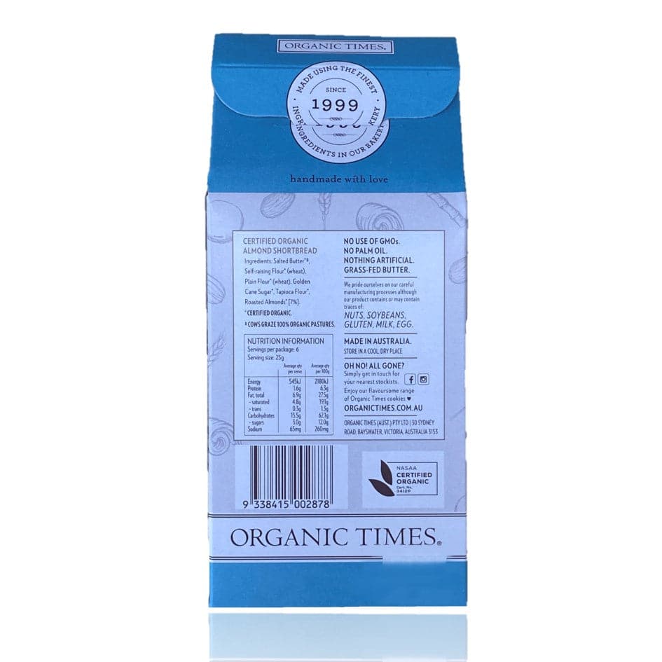 Organic Times Cookies Almond Shortbread 150g