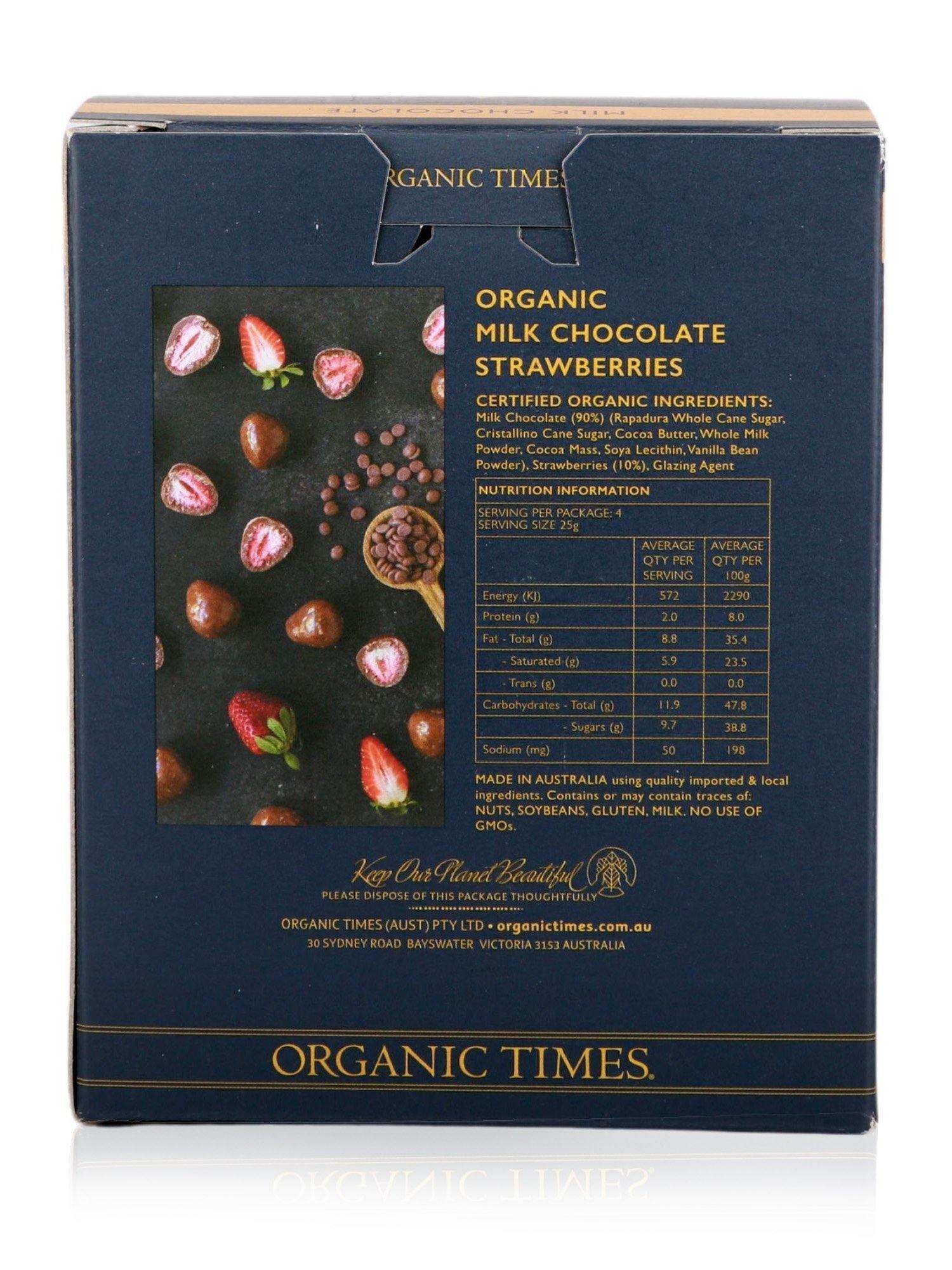 Organic Times Milk Chocolate Strawberries 100g - Healthy Essentials Australia - health food store - health food stores - health food store near me - organic food store - health food store near me
