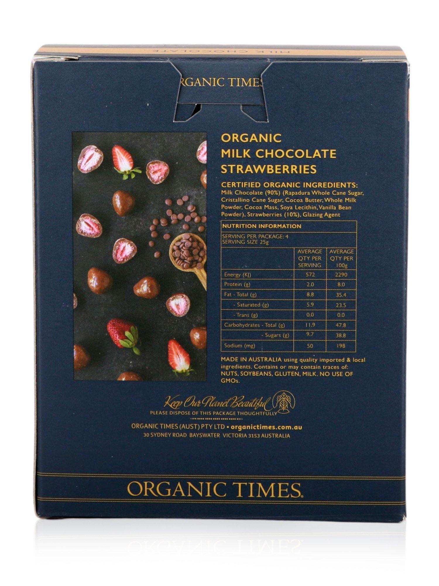 Organic Times Dark Chocolate Strawberries 100g - Healthy Essentials Australia - health food store - health food stores - health food store near me - organic food store - health food store near me