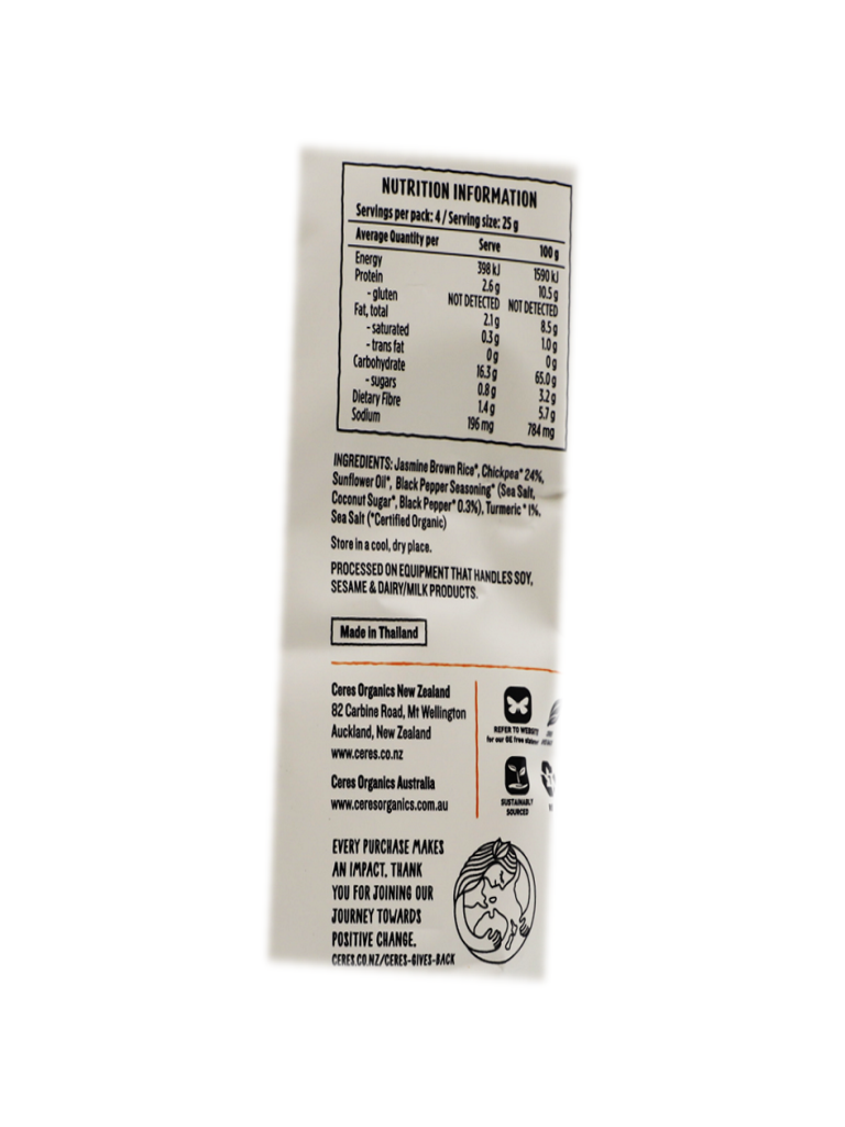 Ceres Organics Turmeric & Black Pepper Chickpea Crisps 100g - Healthy Essentials Australia - health food store - health food stores - health food store near me - organic food store - health food store near me