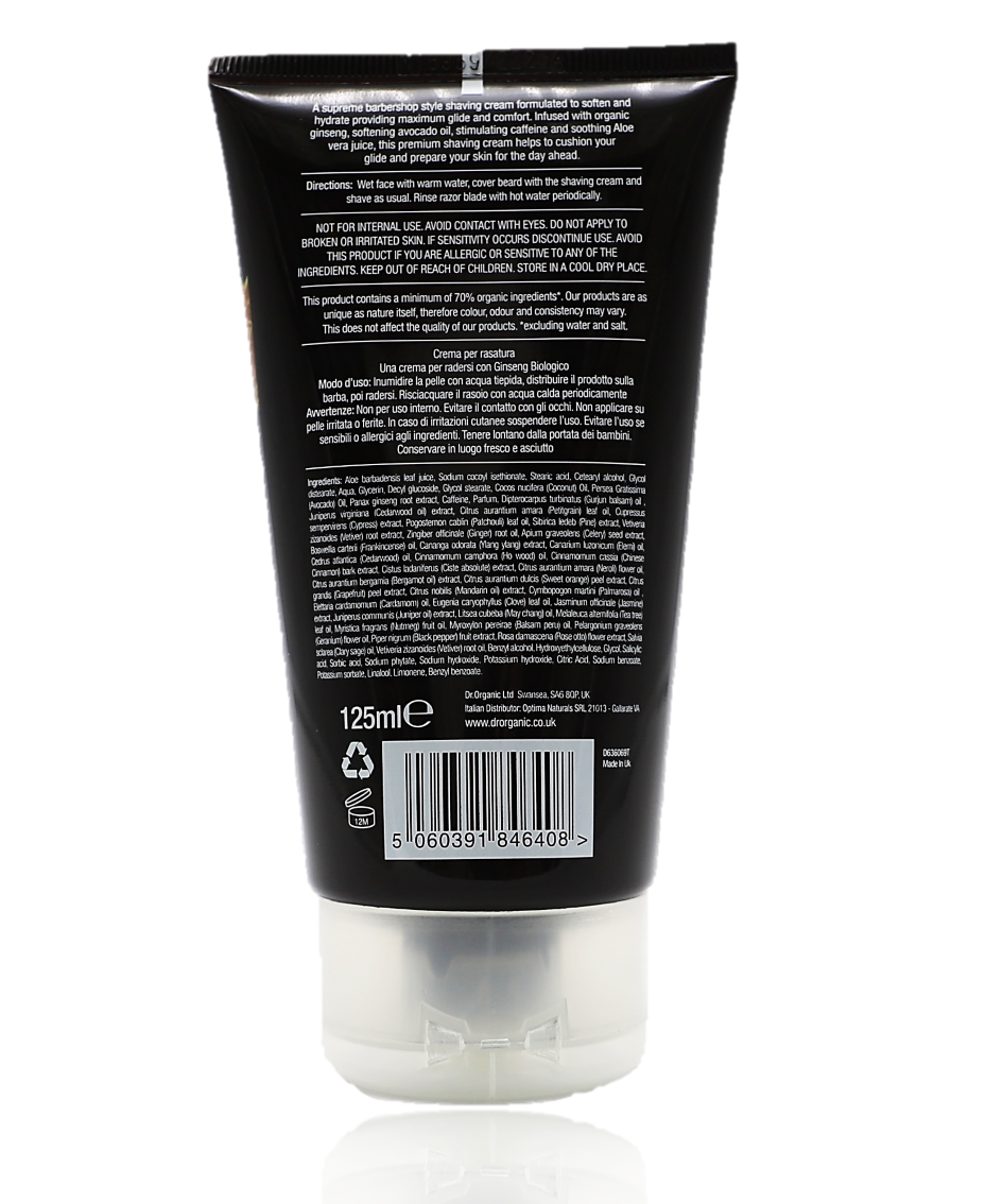 Dr Organic Men's Shaving Cream 125ml - Healthy Essentials Australia - health food store - health food stores - health food store near me - organic food store - health food store near me