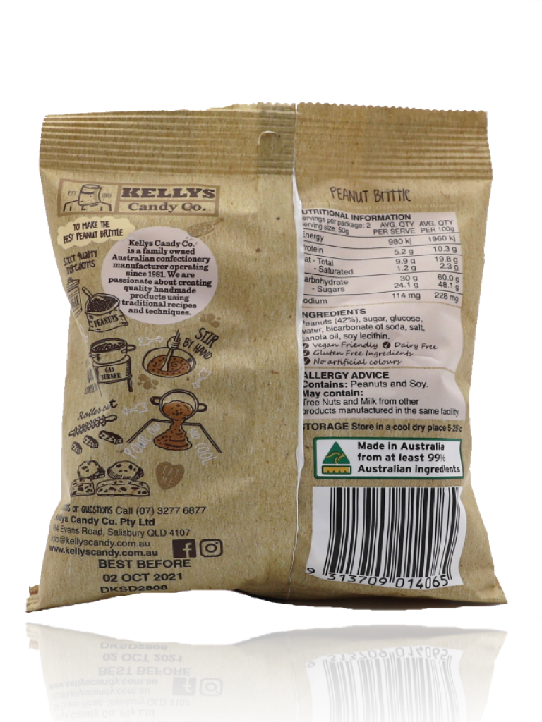 Kelly's Candy Co Peanut Brittle 85g - Healthy Essentials Australia - health food store - health food stores - health food store near me - organic food store - health food store near me