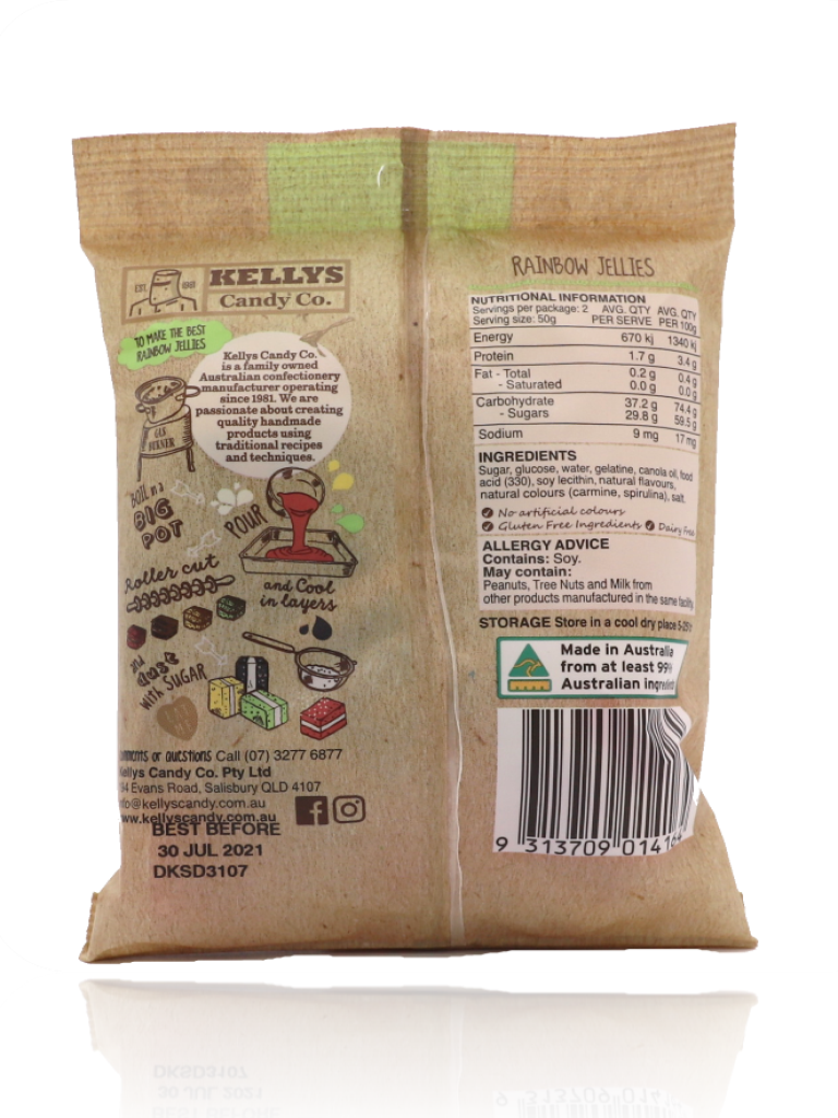 Kelly's Candy Co Rainbow Jellies 100g - Healthy Essentials Australia - health food store - health food stores - health food store near me - organic food store - health food store near me