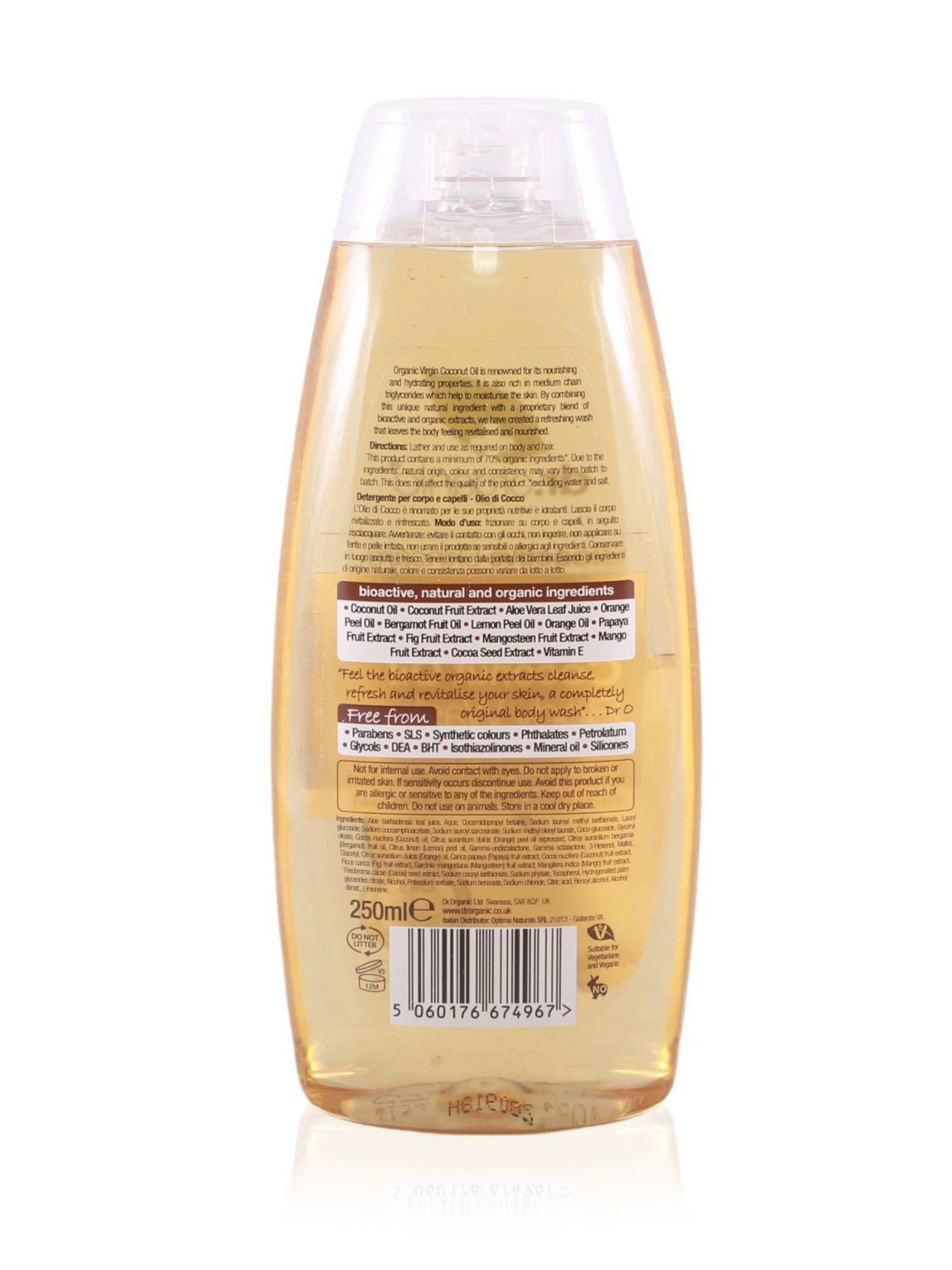 Dr Organic Body Wash Coconut Oil 250ml - Healthy Essentials Australia - health food store - health food stores - health food store near me - organic food store - health food store near me