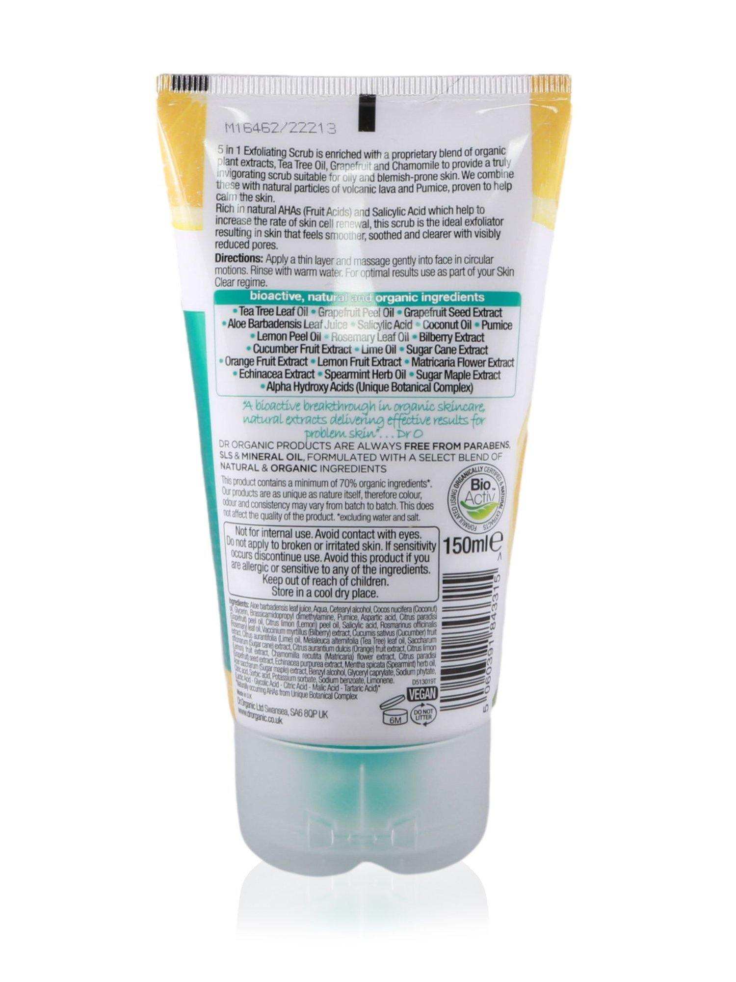 Dr Organic Skin Clear Tea Tree Face Scrub 150ml - Healthy Essentials Australia - health food store - health food stores