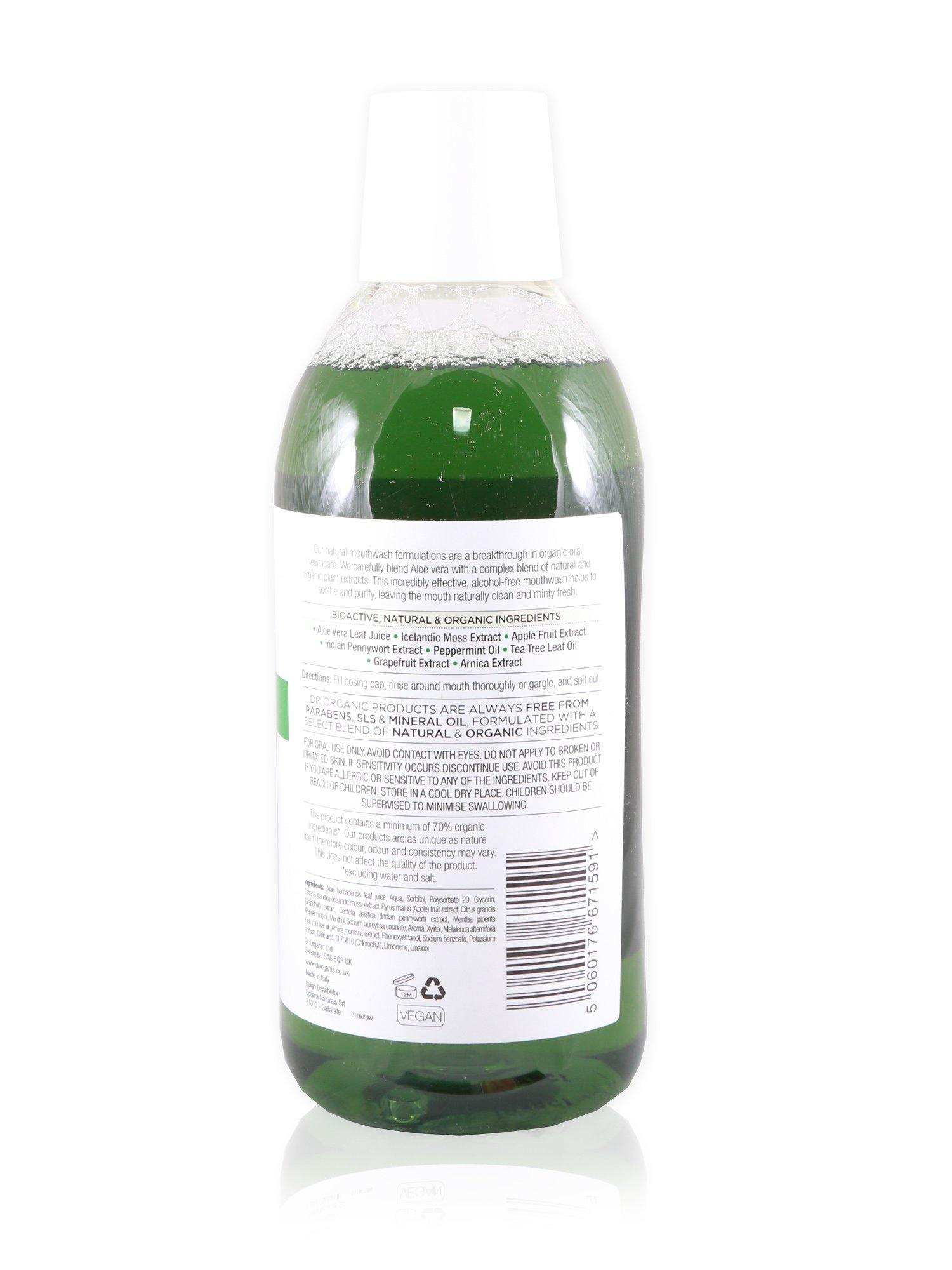 Dr Organic Mouthwash Aloe Vera 500ml - Healthy Essentials Australia - health food store - health food stores - health food store near me - organic food store - health food store near me