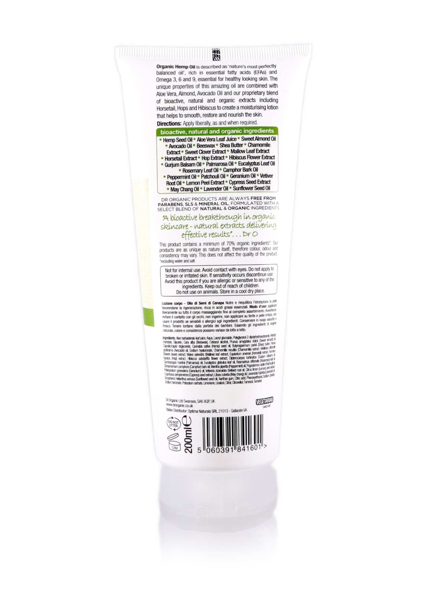 Dr Organic Skin Lotion Hemp Oil 200ml - Healthy Essentials Australia - health food store - health food stores