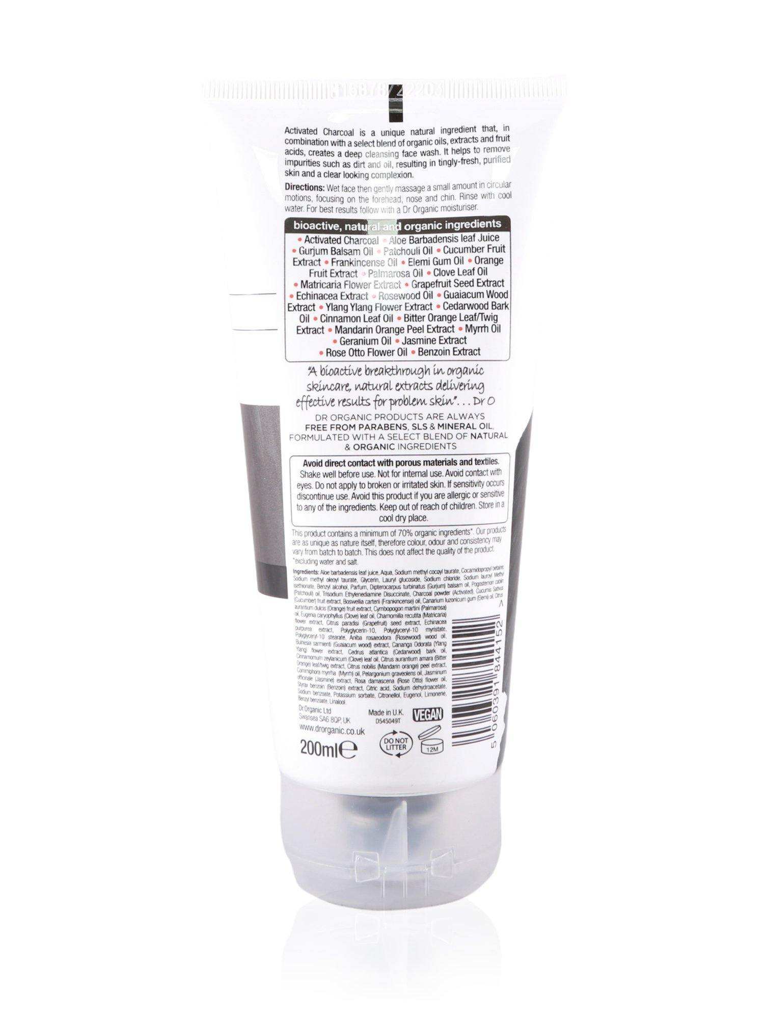 Dr Organic Face Wash Charcoal 200ml - Healthy Essentials Australia - health food store - health food stores - health food store near me - organic food store - health food store near me