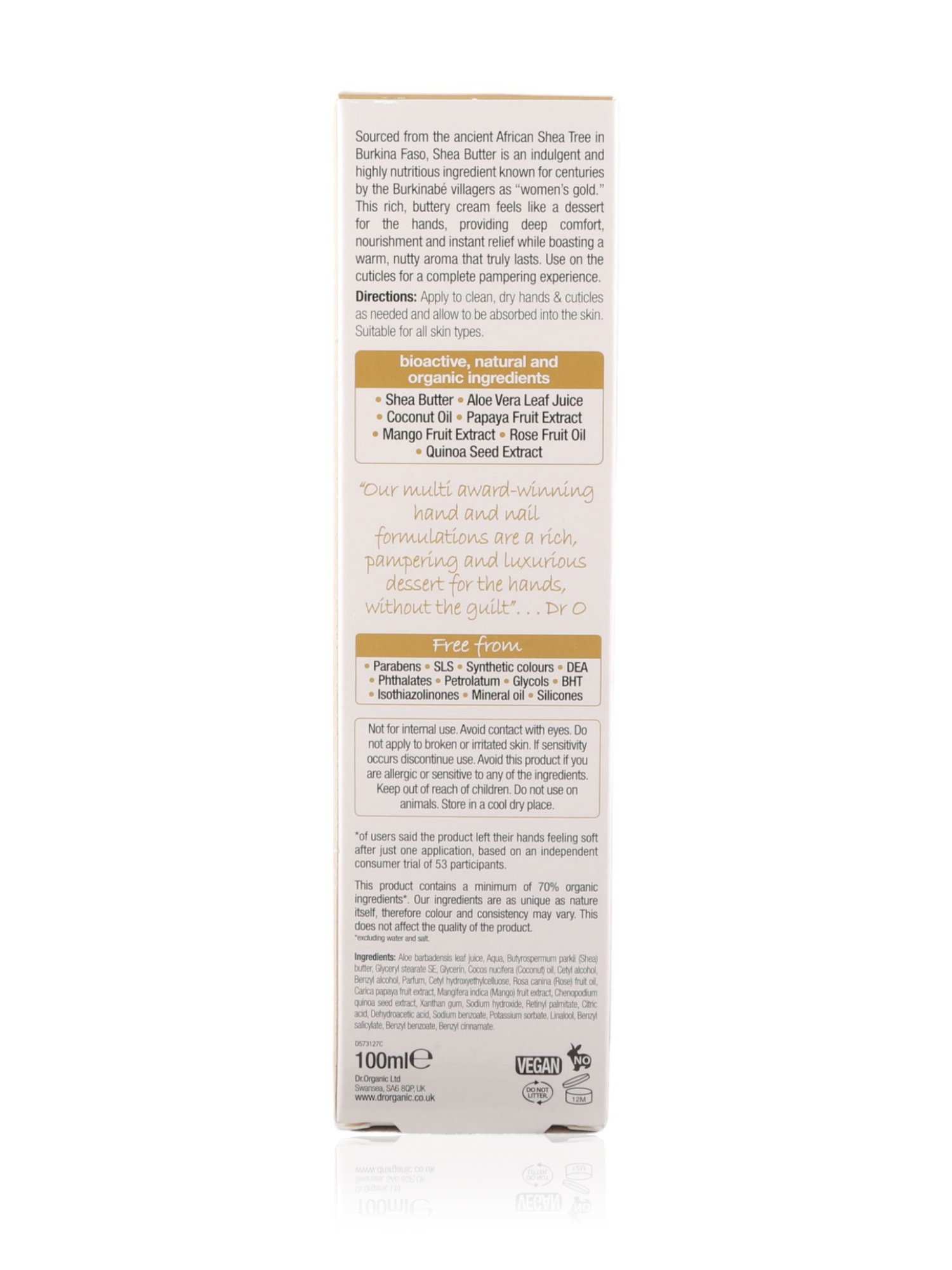 Dr Organic Hand & Nail Cream Shea Butter 100ml - Healthy Essentials Australia - health food store - health food stores - health food store near me - organic food store - health food store near me