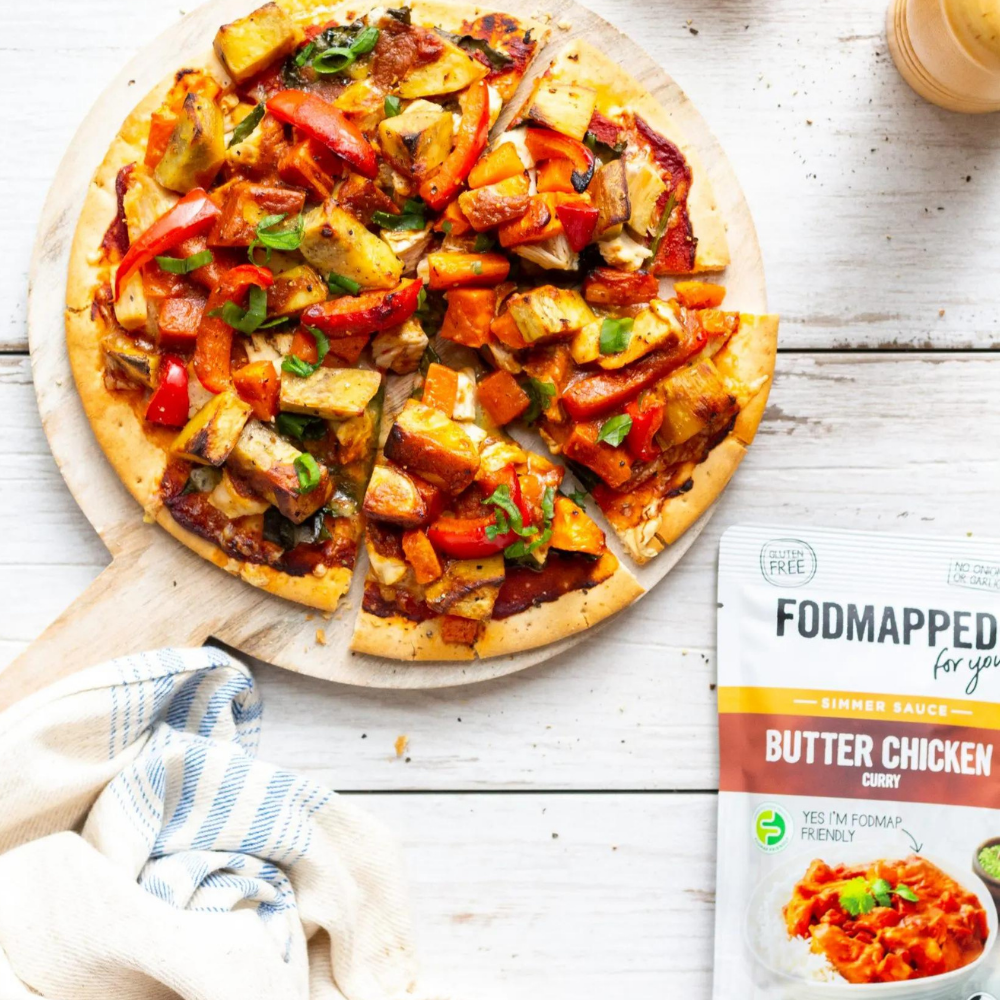 Butter Chicken & Roast Veggie Pizza by FODMAPPED