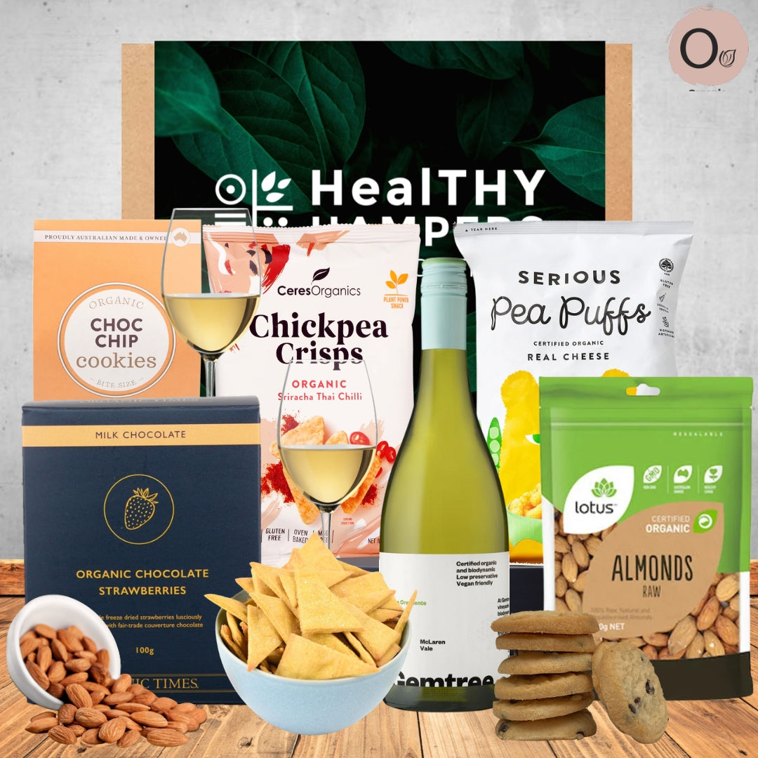 Organic White Wine & Snacks Hamper