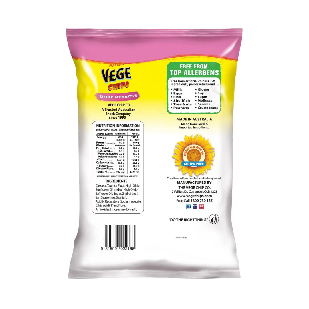 Ajitas Vege Chips Sea Salt & Vinegar 100g back