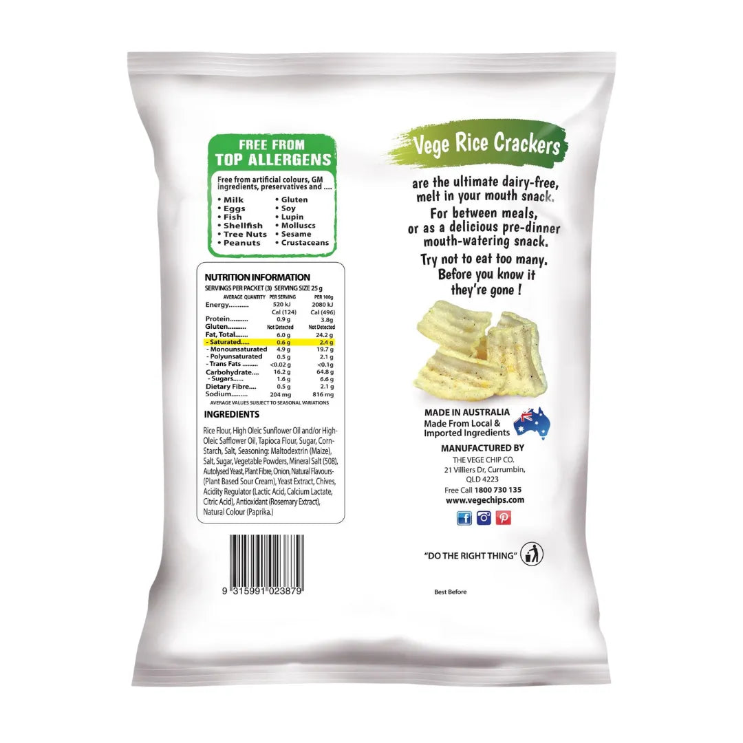 Ajitas Vege Mini Rice Crackers Variety 180g back