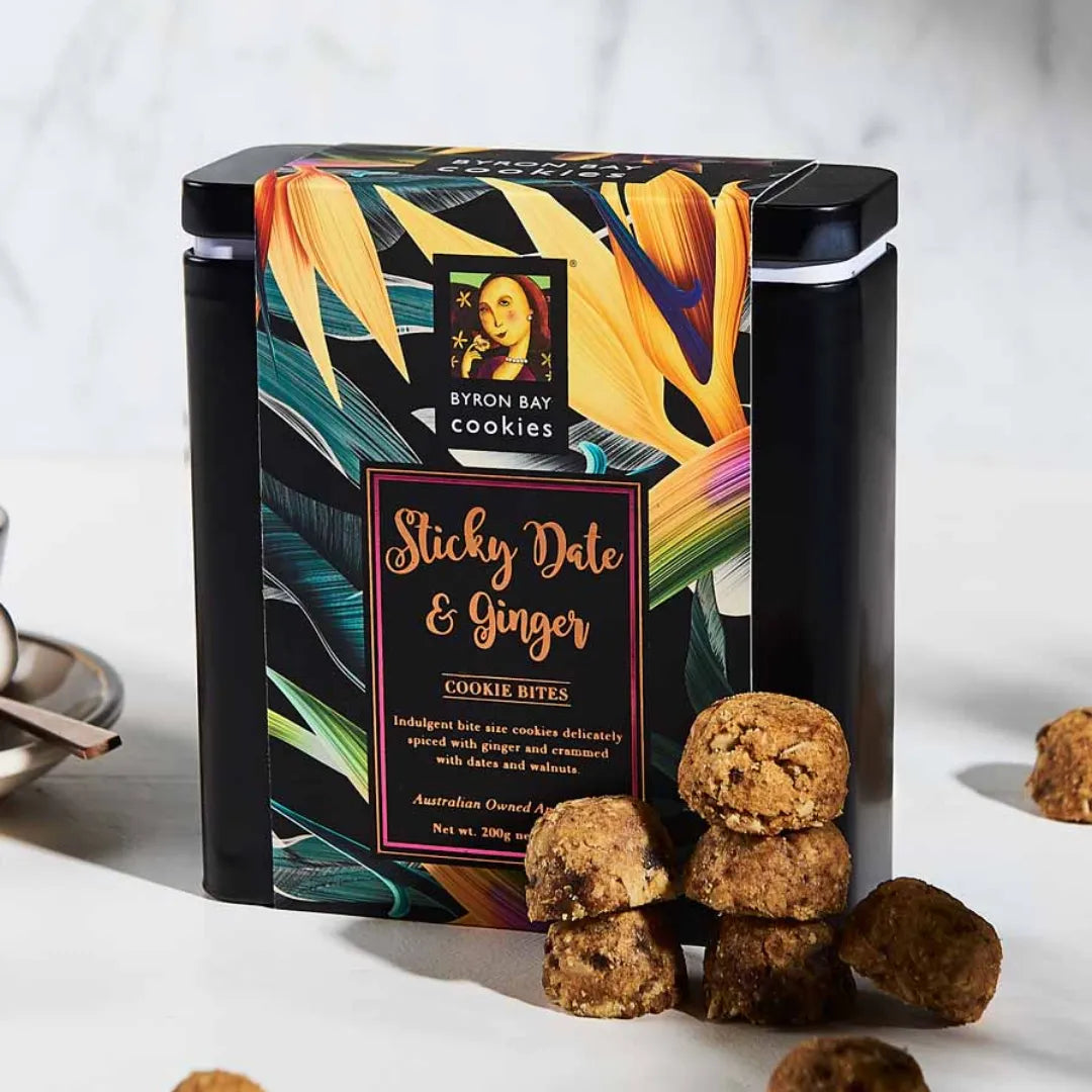 BYRON BAY COOKIES STICKY DATE GINGER GIFT TIN